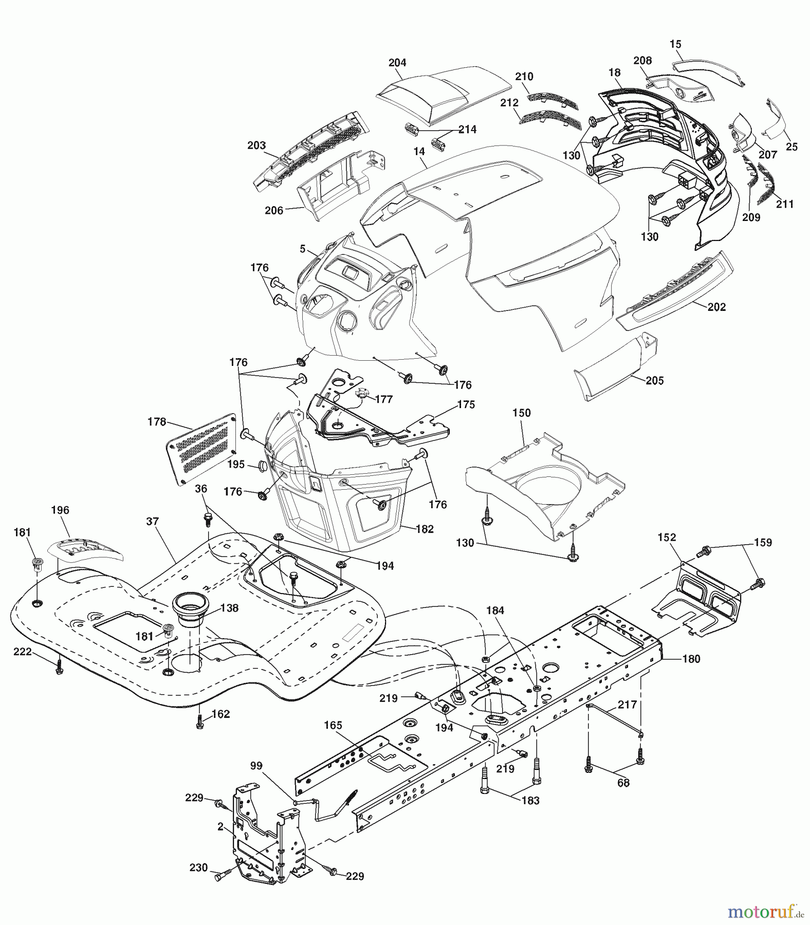 Husqvarna Rasen und Garten Traktoren YTH 20B42T (96043002003) - Husqvarna Yard Tractor (2006-08 & After) Chassis