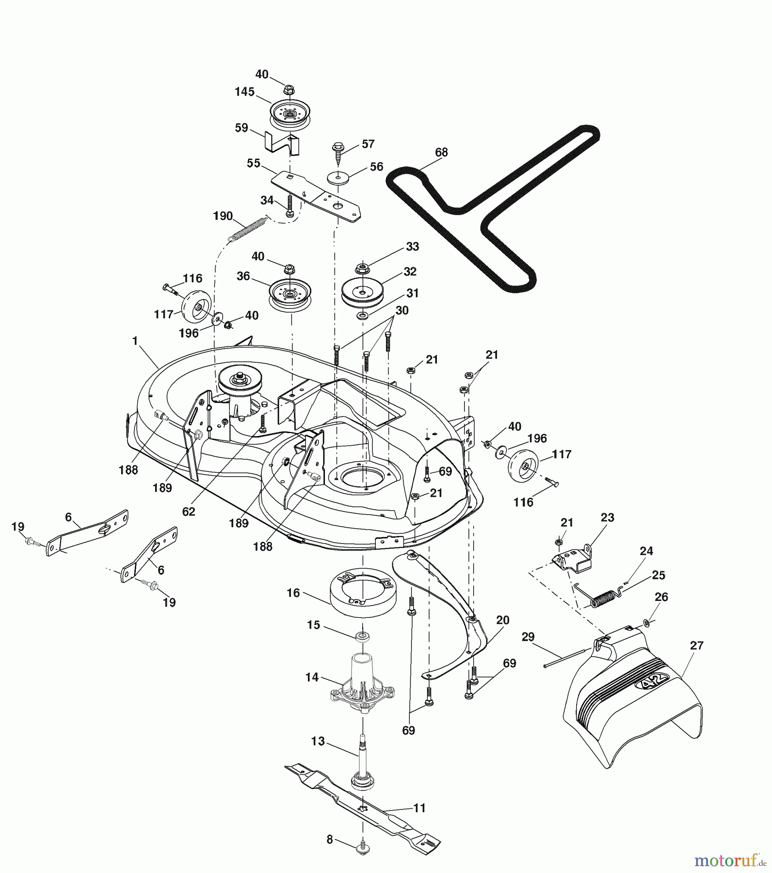 Husqvarna Rasen und Garten Traktoren YTH 20B42T (96043002003) - Husqvarna Yard Tractor (2006-08 & After) Mower Deck