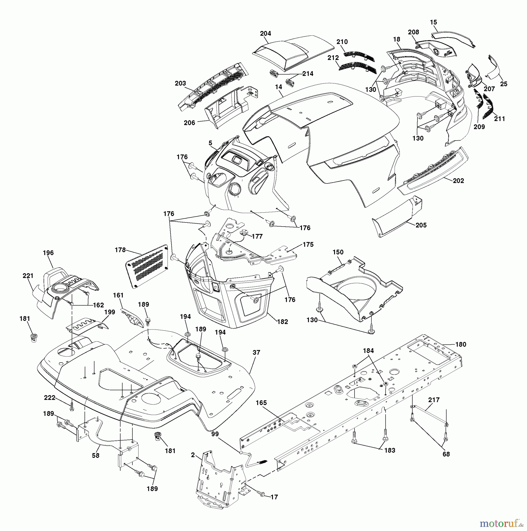 Husqvarna Rasen und Garten Traktoren YTH 20F42T (96043000500) - Husqvarna Yard Tractor (2006-05 & After) Chassis