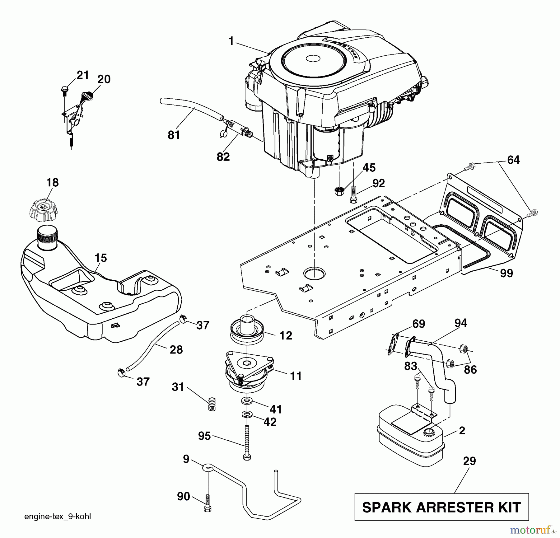 Husqvarna Rasen und Garten Traktoren YTH 20F42T (96043000500) - Husqvarna Yard Tractor (2006-05 & After) Engine