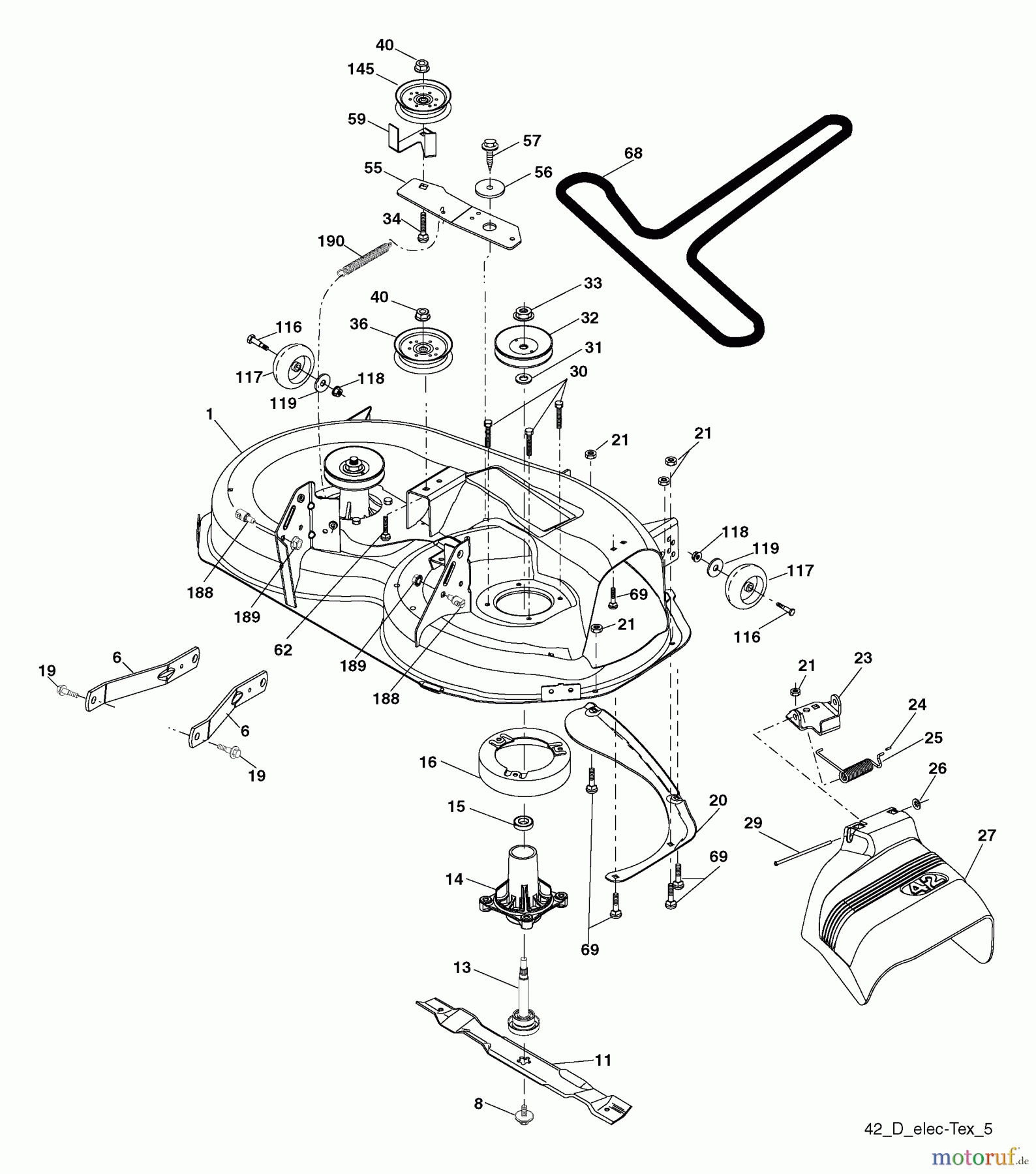 Husqvarna Rasen und Garten Traktoren YTH 20F42T (96043000500) - Husqvarna Yard Tractor (2006-05 & After) Mower Deck