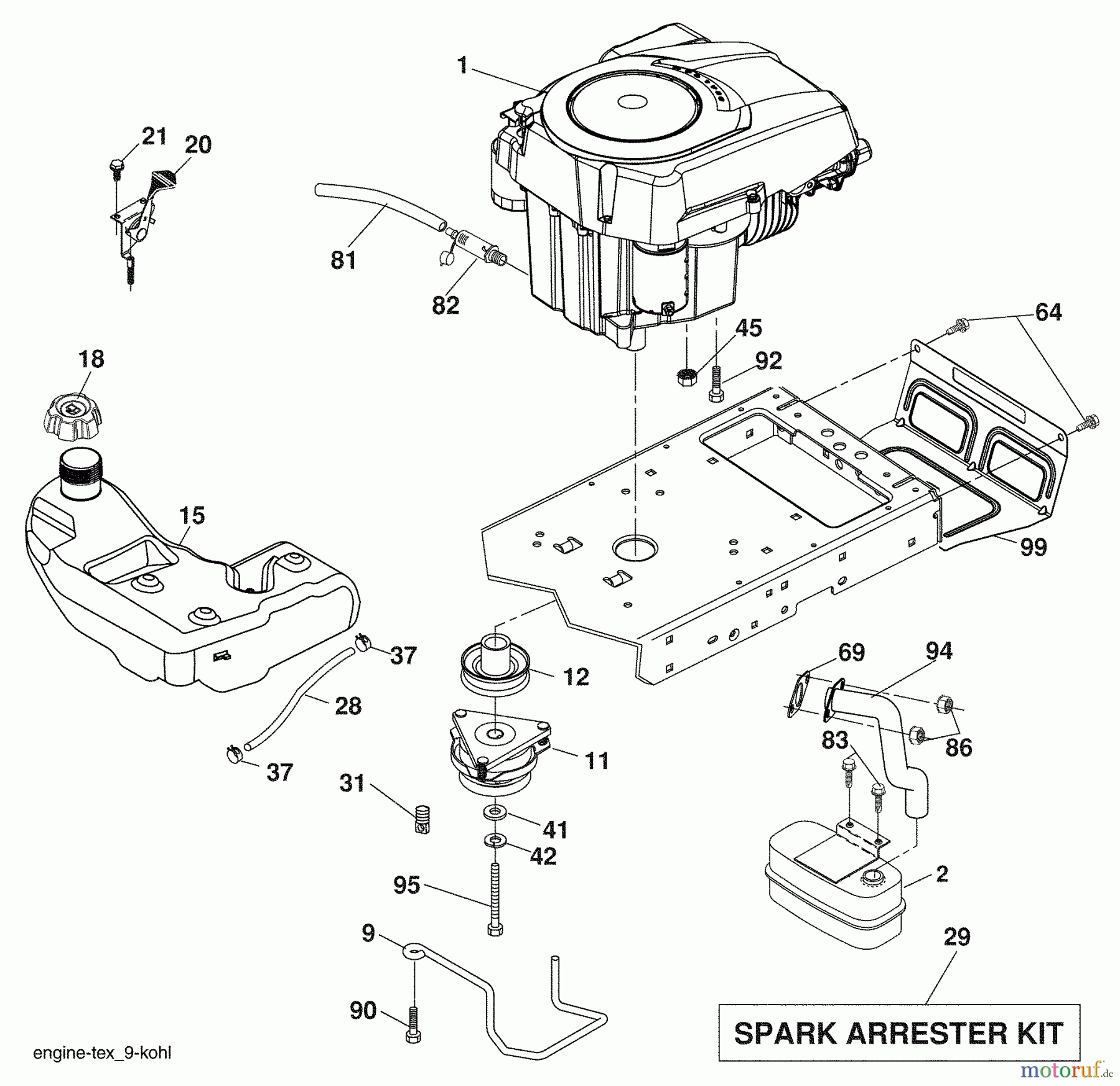 Husqvarna Rasen und Garten Traktoren YTH 20F42T (96043000502) - Husqvarna Yard Tractor (2006-09 & After) Engine