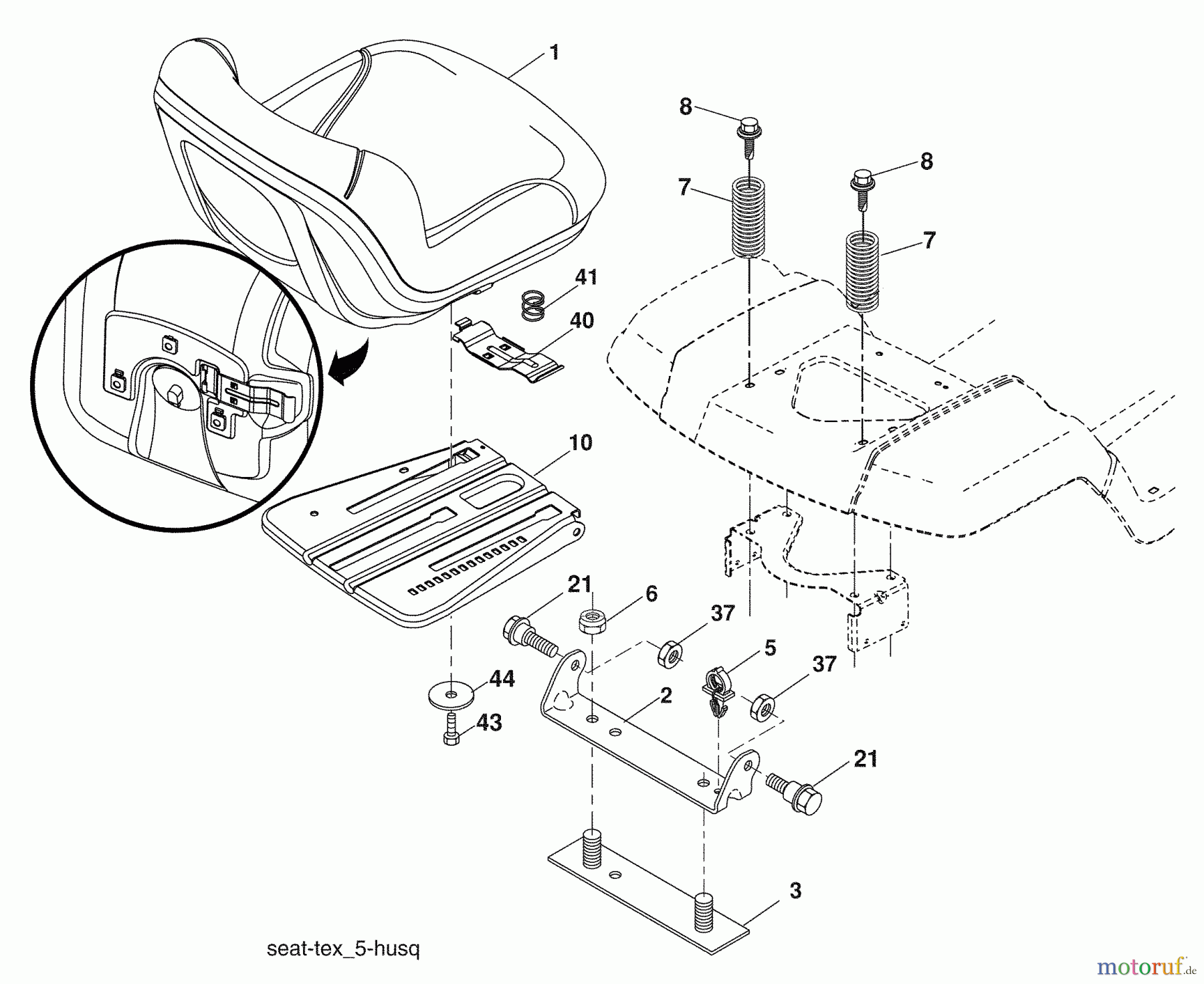 Husqvarna Rasen und Garten Traktoren YTH 20F42T (96043000502) - Husqvarna Yard Tractor (2006-09 & After) Seat Assembly