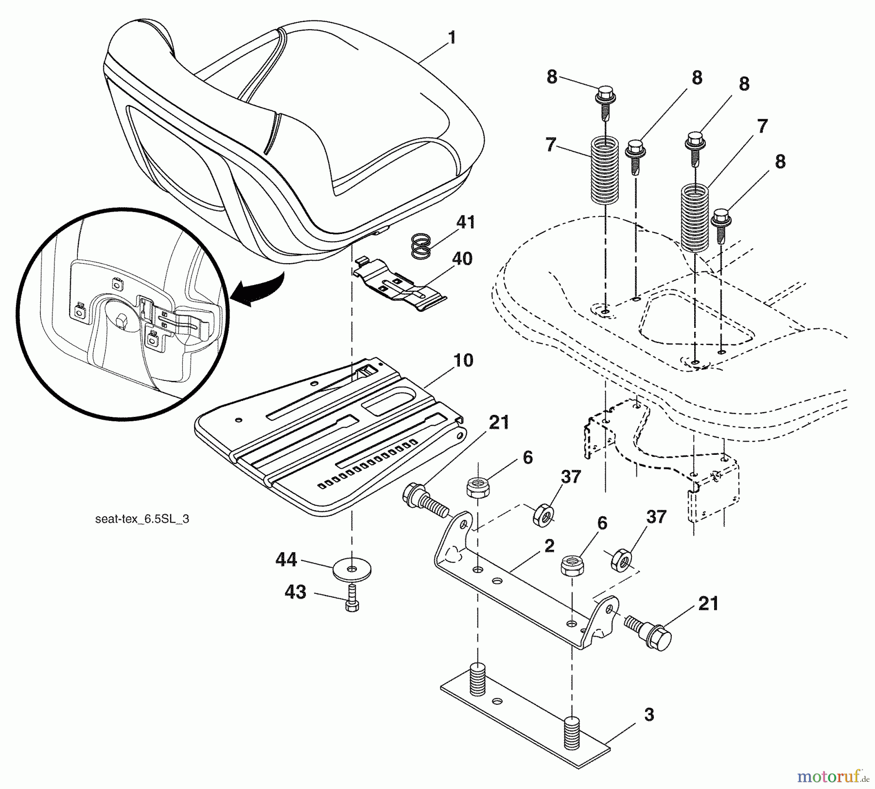 Husqvarna Rasen und Garten Traktoren YTH 20F42T (96043003900) - Husqvarna Yard Tractor (2007-12 & After) Seat Assembly
