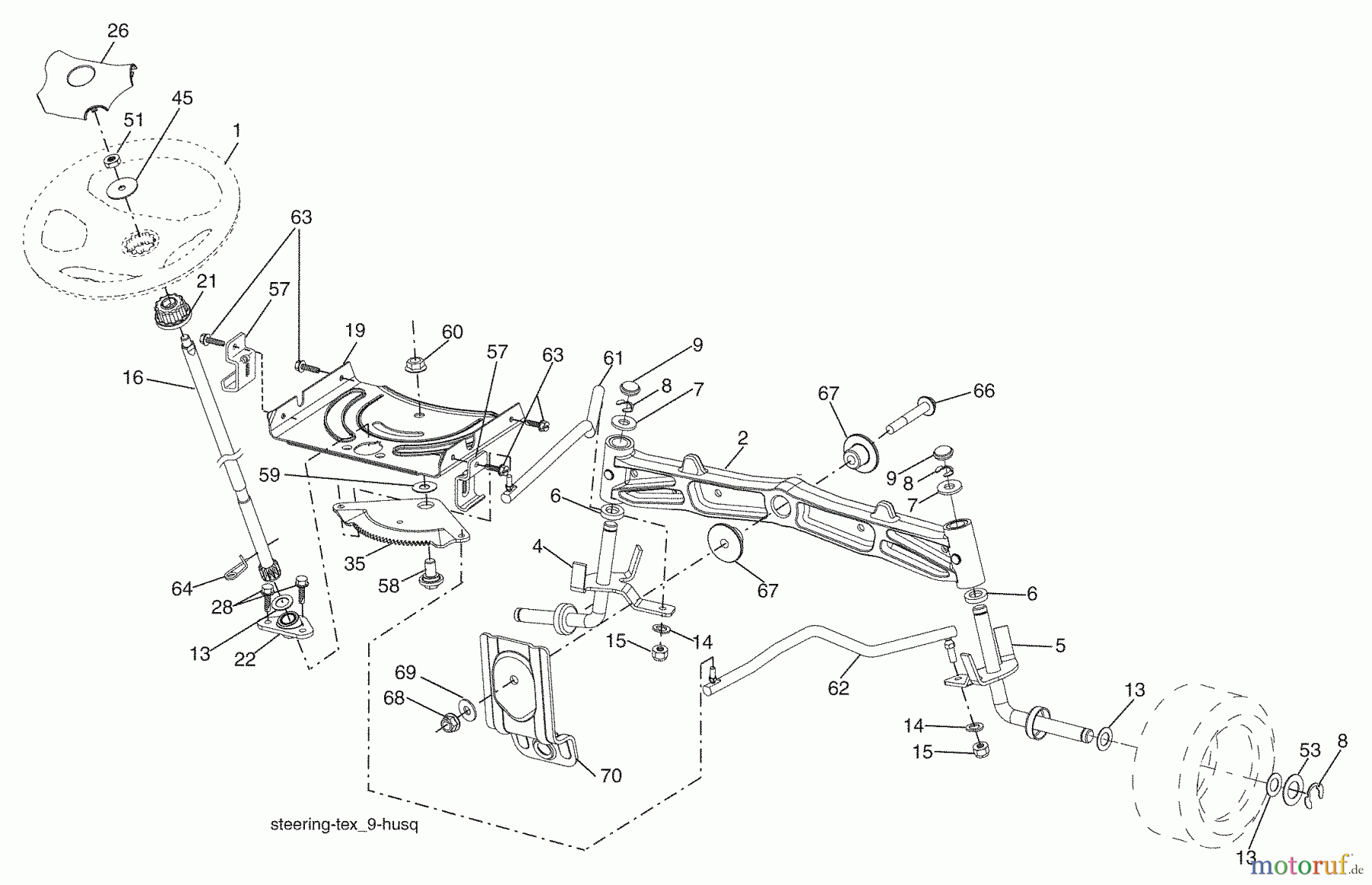 Husqvarna Rasen und Garten Traktoren YTH 20F42T (96043003900) - Husqvarna Yard Tractor (2007-12 & After) Steering Assembly