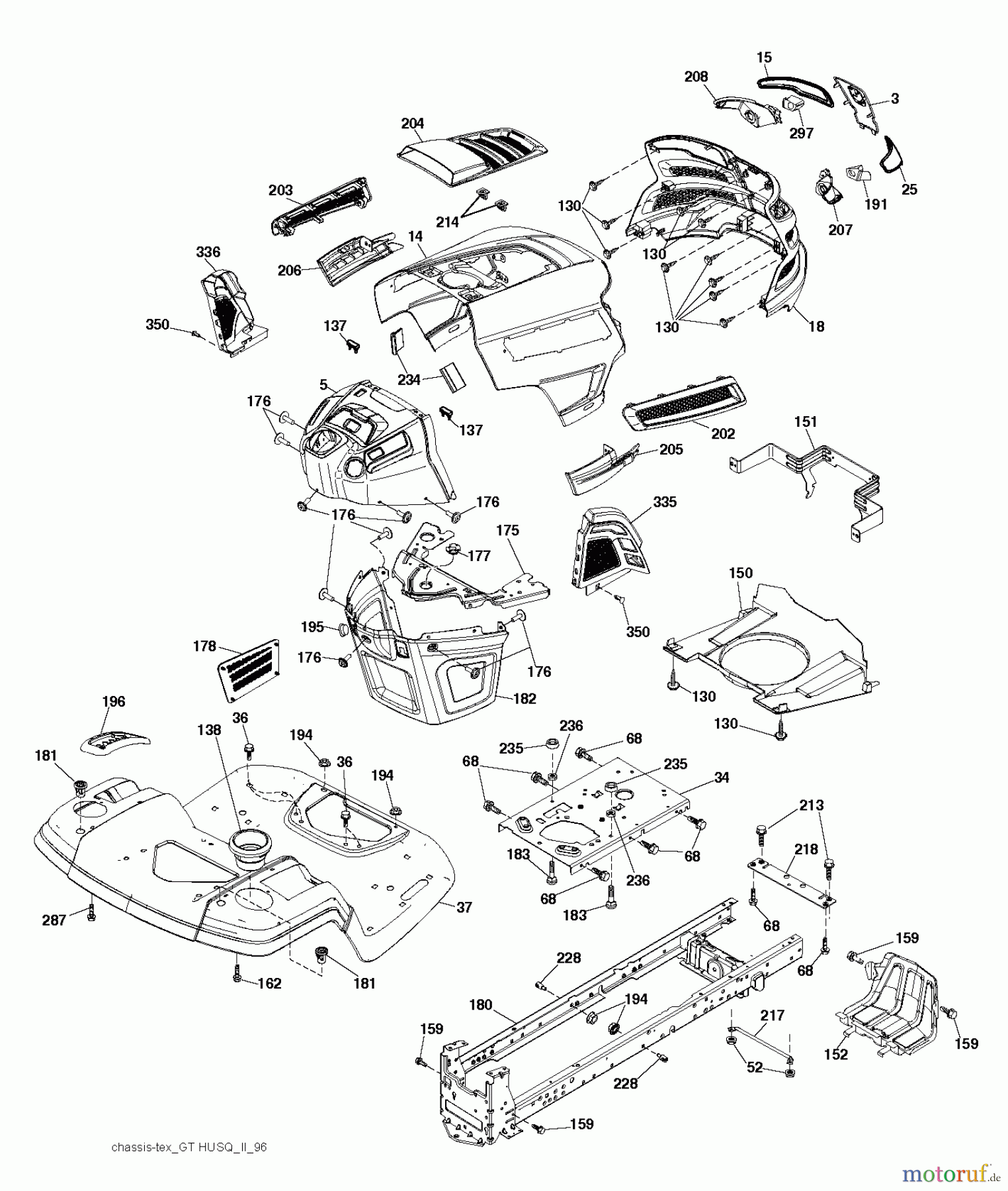 Husqvarna Rasen und Garten Traktoren YTH 20K42 (96041027600) - Husqvarna Yard Tractor (2011-09 & After) CHASSIS / FRAME
