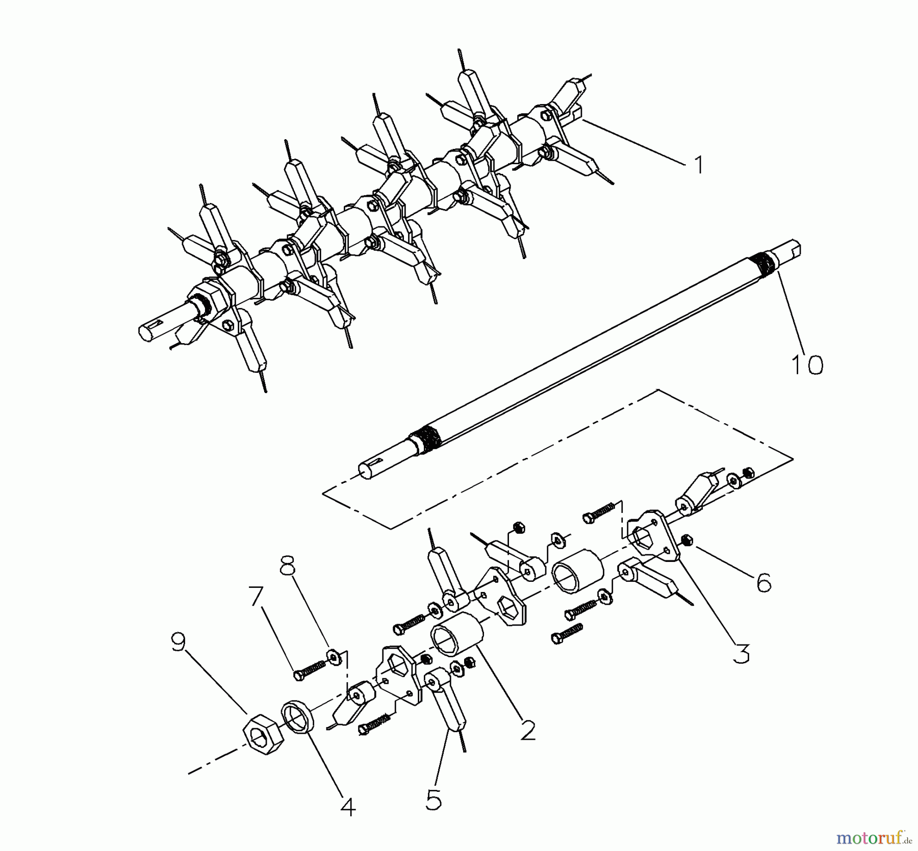 Husqvarna Belüfter / Vertikutierer / Rechen DT 20 (968999190) - Husqvarna Dethatcher (2000-09 & After) Spring Tine Shaft Assembly