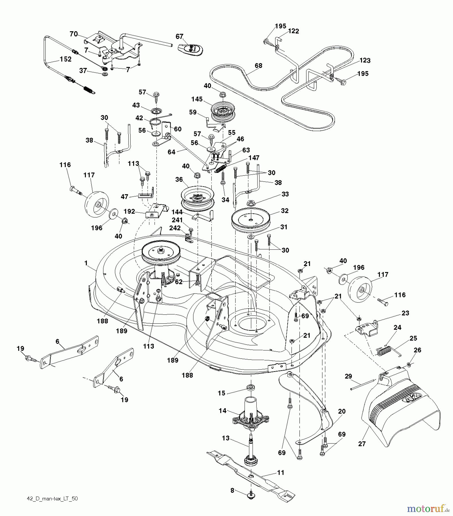 Husqvarna Rasen und Garten Traktoren YTH 20K42 (96041027601) - Husqvarna Yard Tractor (2012-12 & After) MOWER DECK / CUTTING DECK