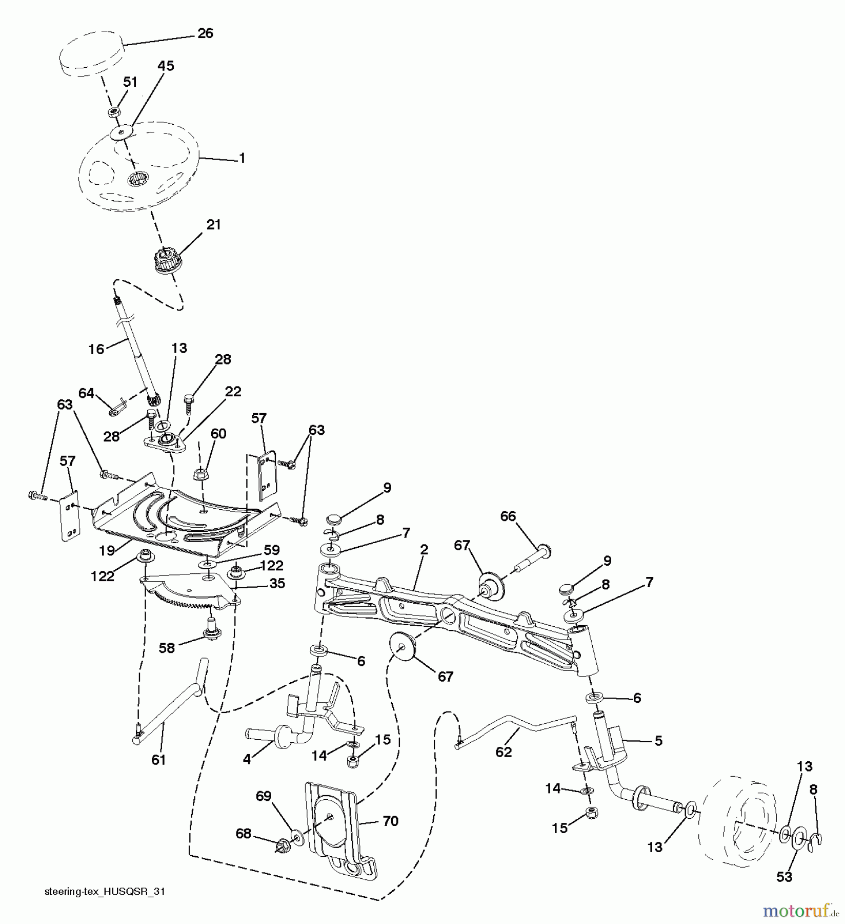 Husqvarna Rasen und Garten Traktoren YTH 20K42 (96041027601) - Husqvarna Yard Tractor (2012-12 & After) STEERING