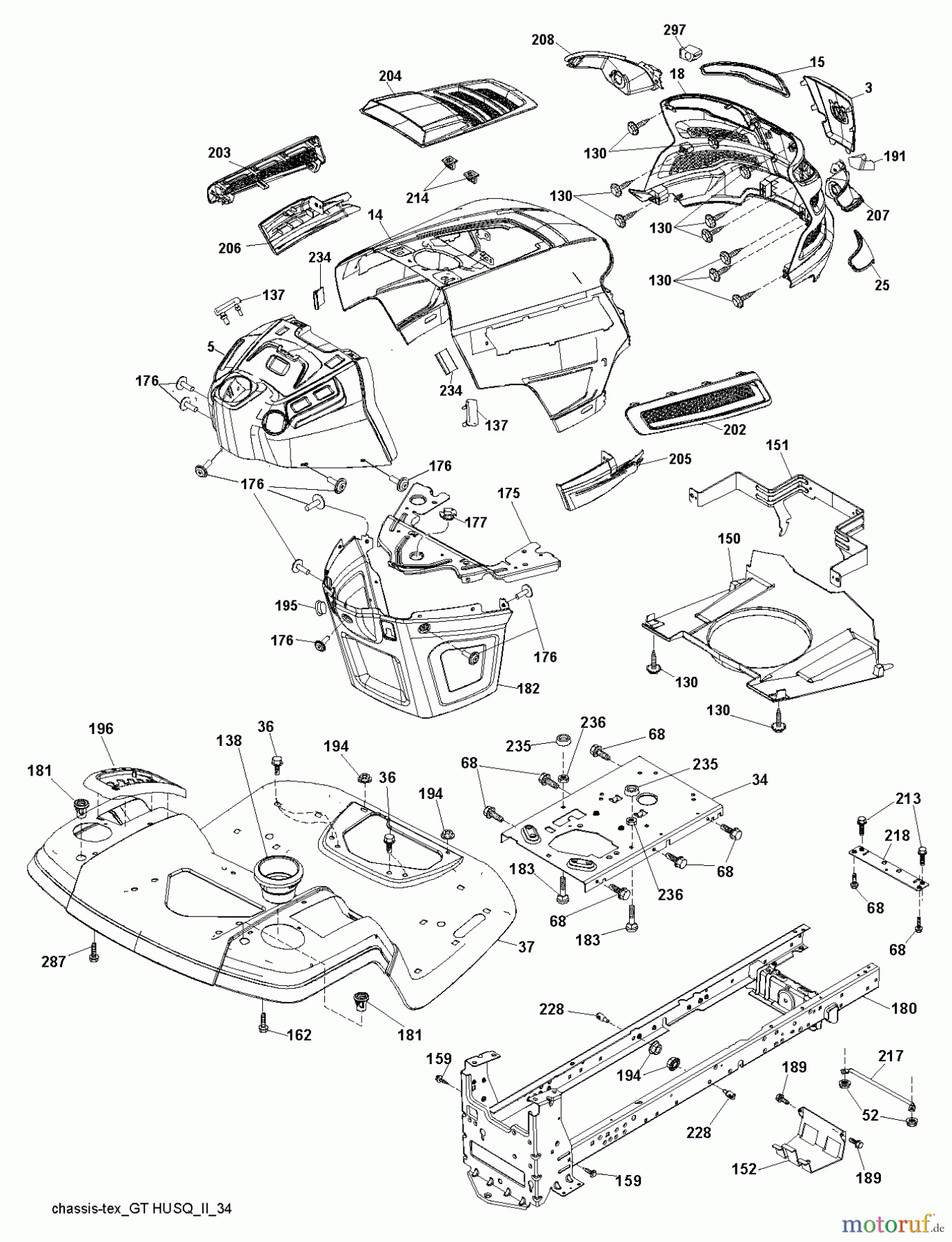 Husqvarna Rasen und Garten Traktoren YTH 20K46 (240460) - Husqvarna Yard Tractor (2010-12 & After) CHASSIS / FRAME
