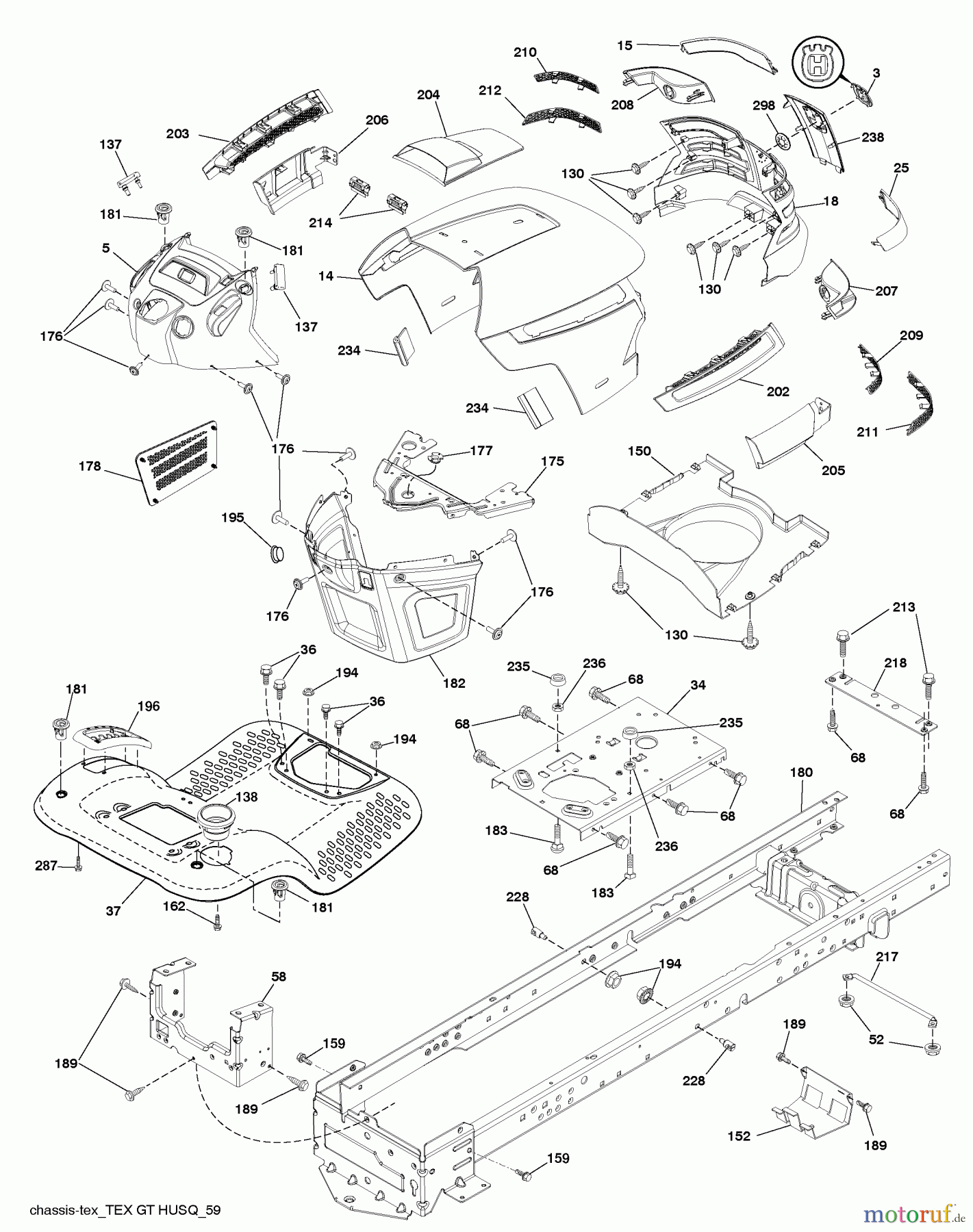 Husqvarna Rasen und Garten Traktoren YTH 20K46 (917.289543) - Husqvarna Yard Tractor (2010-02 & After) (Sears Craftsman) Chassis