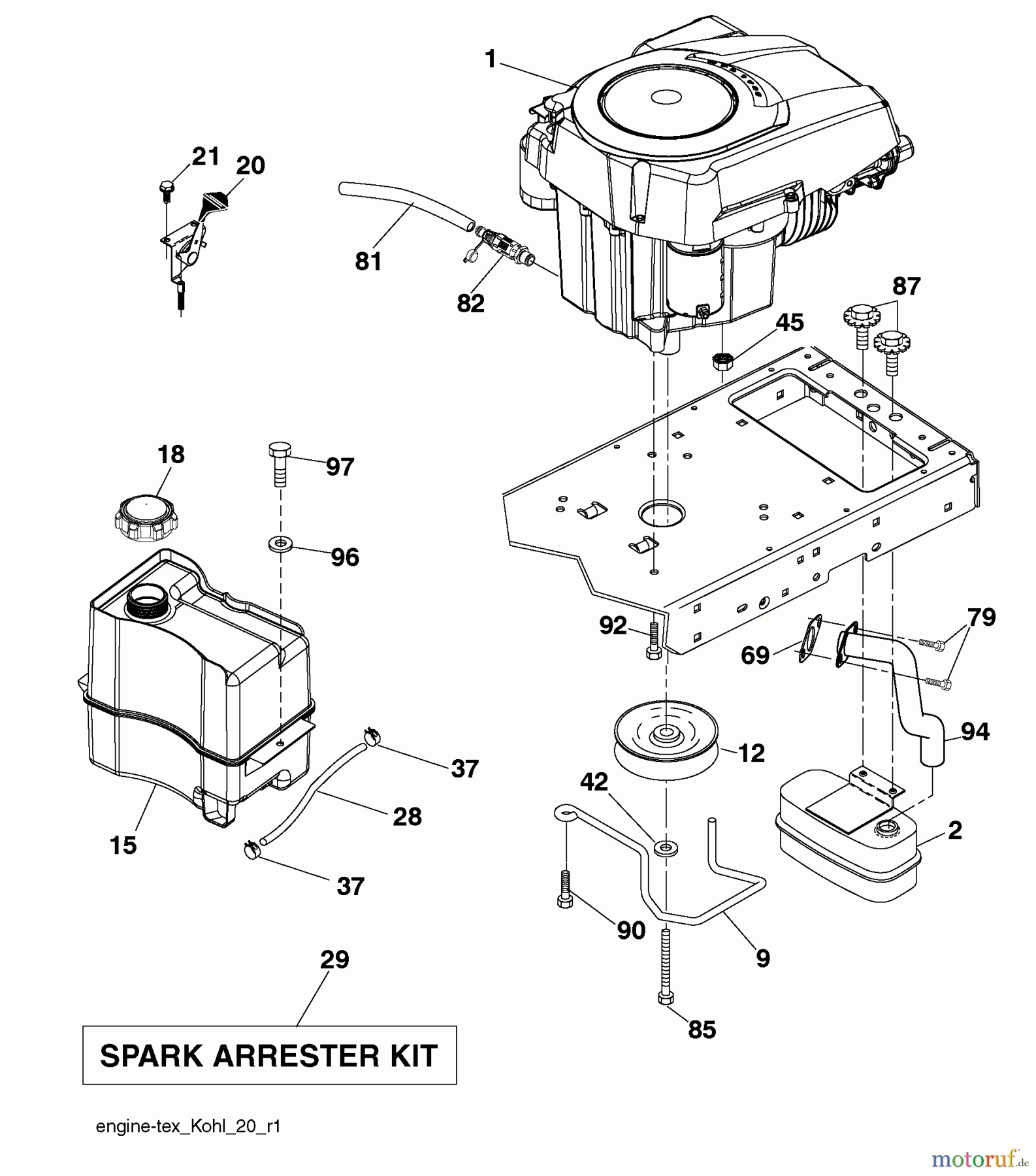 Husqvarna Rasen und Garten Traktoren YTH 20K46 (917.289543) - Husqvarna Yard Tractor (2010-02 & After) (Sears Craftsman) Engine