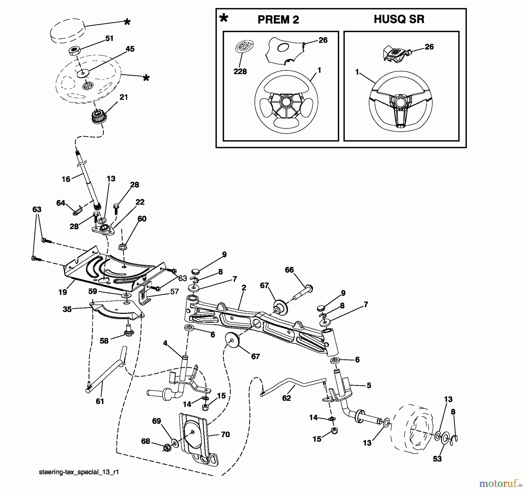 Husqvarna Rasen und Garten Traktoren YTH 20K46 (96043003302) - Husqvarna Yard Tractor (2008-09 & After) Steering Assembly