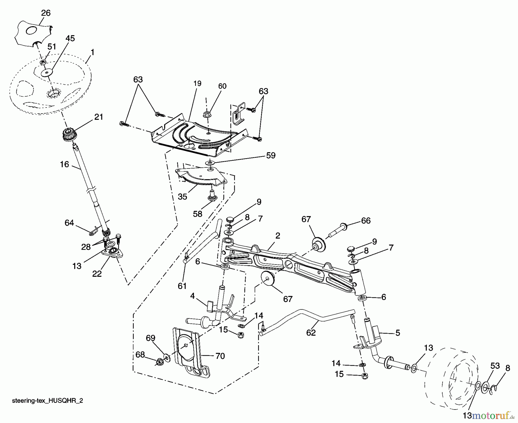 Husqvarna Rasen und Garten Traktoren YTH 20K46 (96043003302) - Husqvarna Yard Tractor (2009-05 & After) Steering Assembly