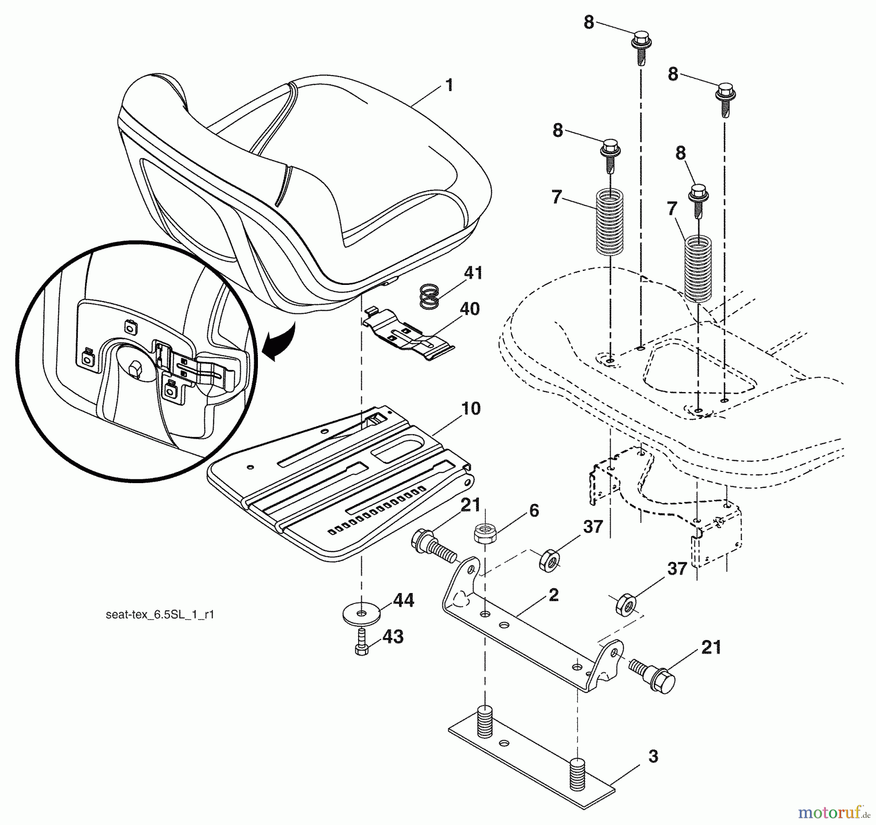 Husqvarna Rasen und Garten Traktoren YTH 20K46 (96043003304) - Husqvarna Yard Tractor (2009-05 & After) Seat Assembly
