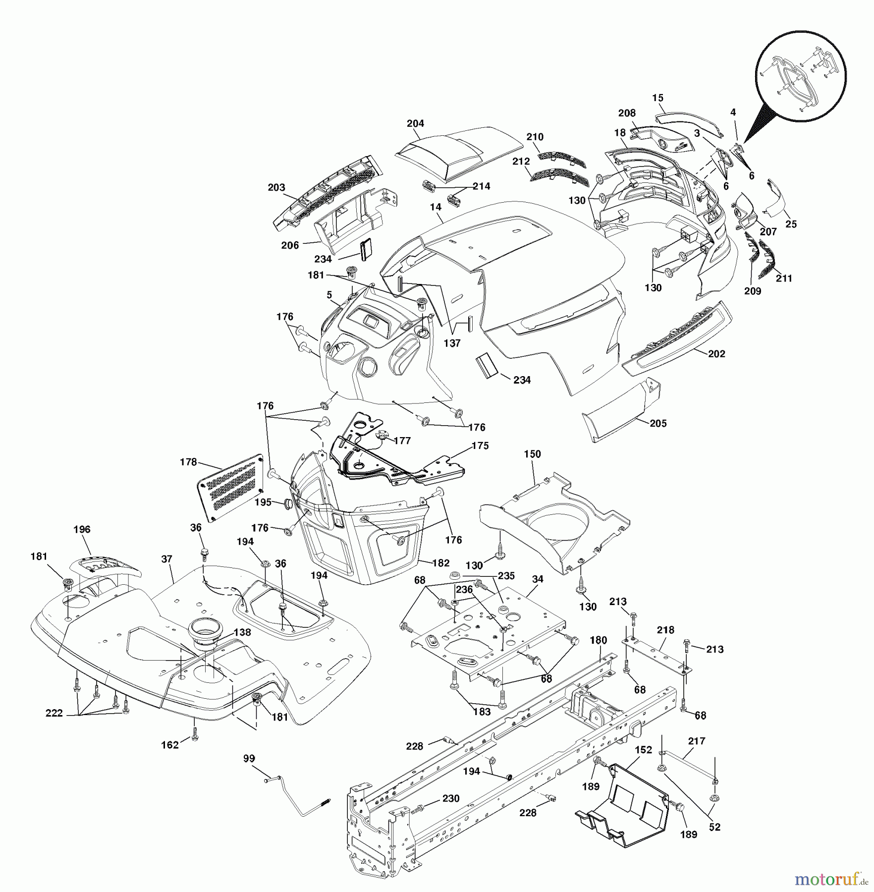 Husqvarna Rasen und Garten Traktoren YTH 20K46 (96045000400) - Husqvarna Yard Tractor (2006-11 & After) Chassis