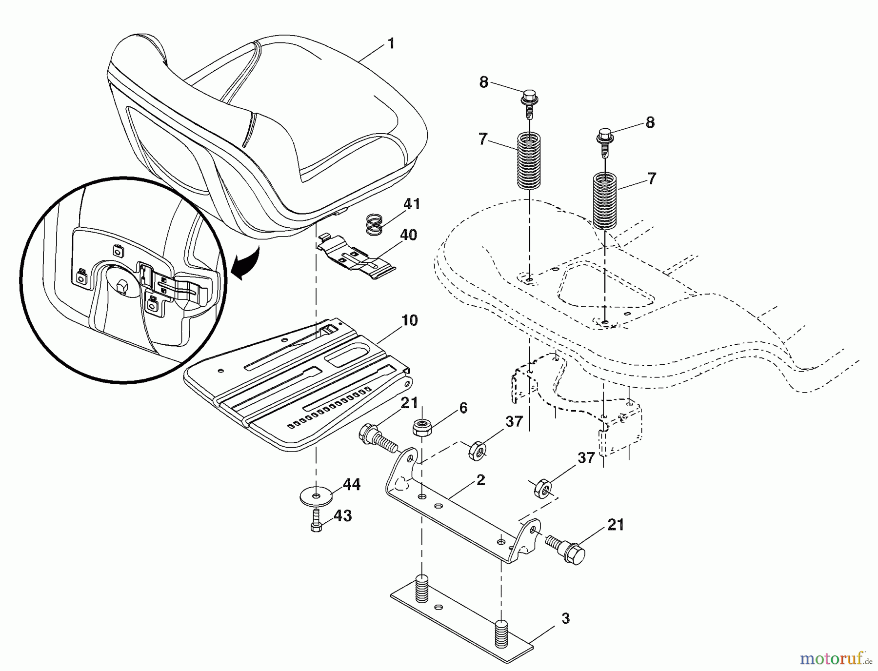 Husqvarna Rasen und Garten Traktoren YTH 20K46 (96045000402) - Husqvarna Yard Tractor (2007-07 & After) Seat Assembly