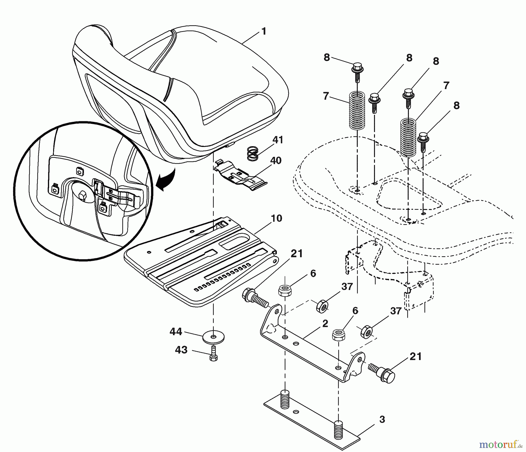 Husqvarna Rasen und Garten Traktoren YTH 20K46 (96045000403) - Husqvarna Yard Tractor (2007-10 & After) Seat Assembly