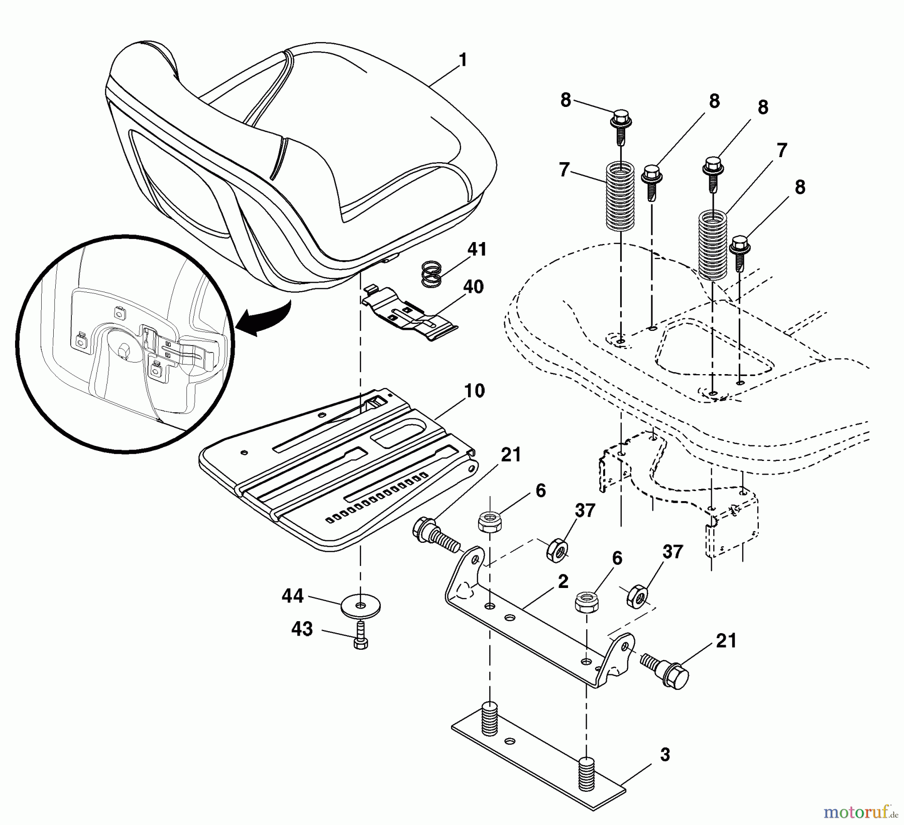Husqvarna Rasen und Garten Traktoren YTH 20K46 (96045000405) - Husqvarna Yard Tractor (2008-01 & After) Seat Assembly