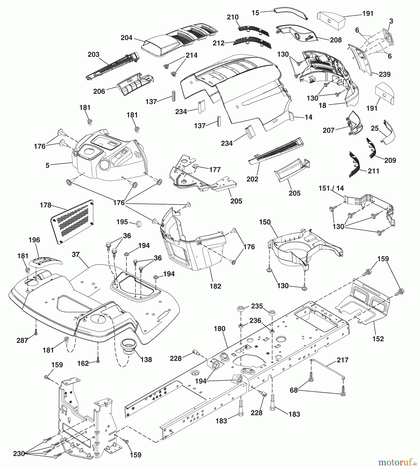 Husqvarna Rasen und Garten Traktoren YTH 20K46 (96045000406) - Husqvarna Yard Tractor (2008-03 & After) Chassis
