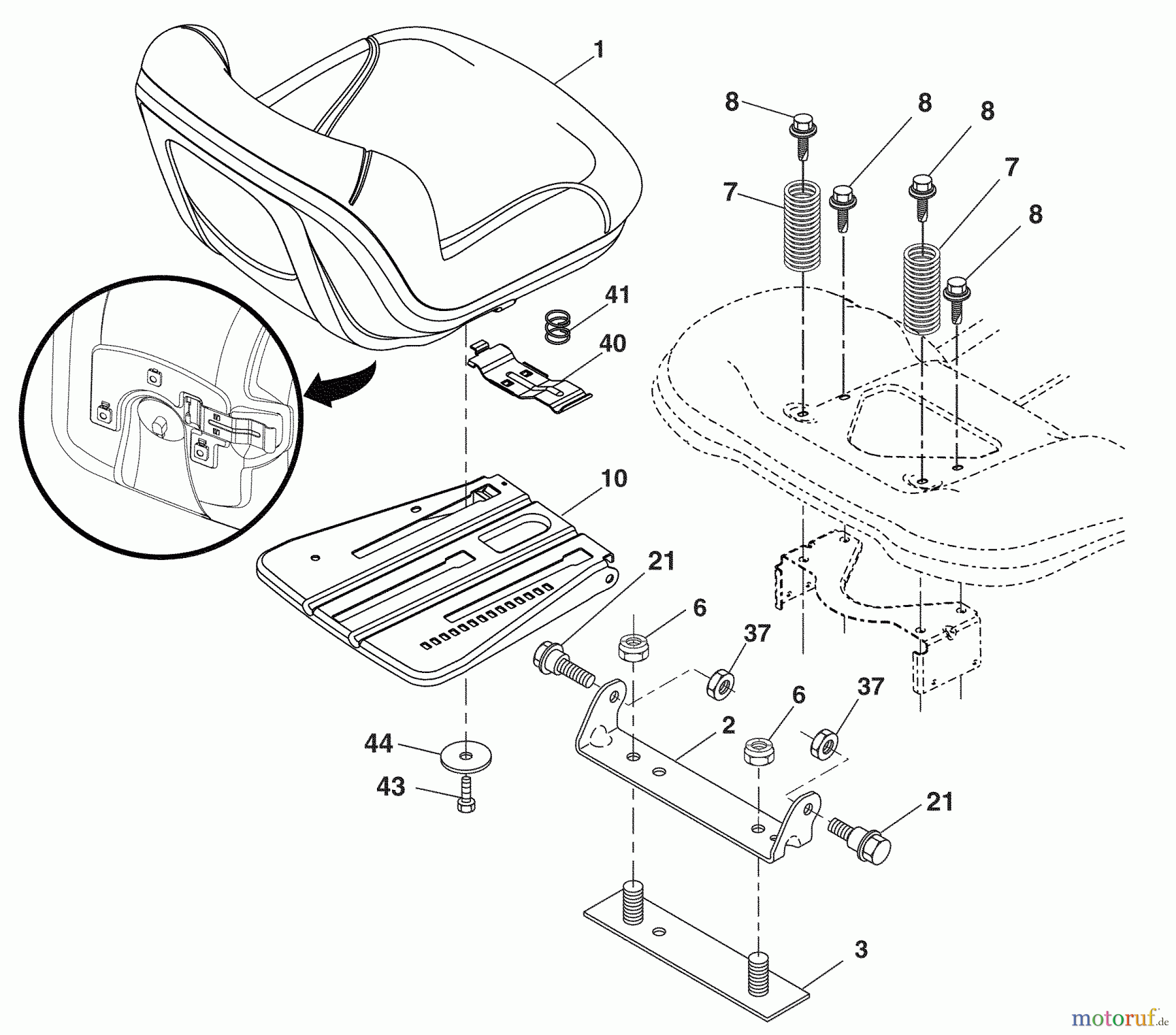 Husqvarna Rasen und Garten Traktoren YTH 20K46 (96045000406) - Husqvarna Yard Tractor (2008-03 & After) Seat Assembly