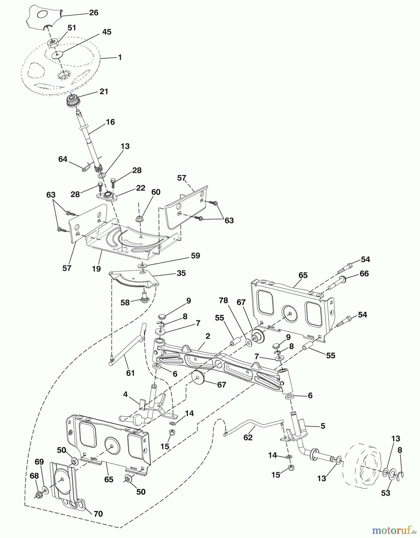 Husqvarna Rasen und Garten Traktoren YTH 20K46 (96045000406) - Husqvarna Yard Tractor (2008-03 & After) Steering Assembly