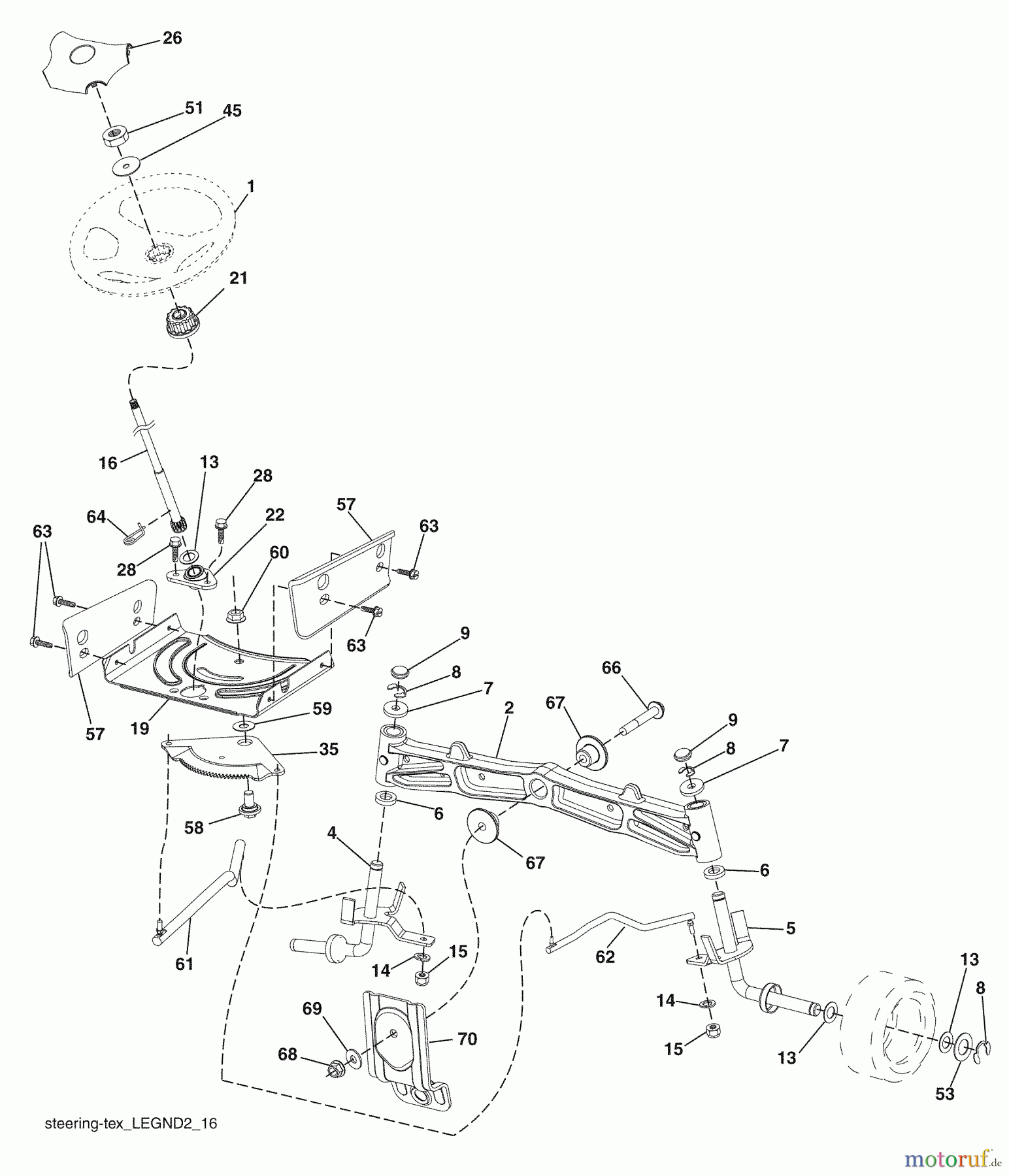 Husqvarna Rasen und Garten Traktoren YTH 20K46 (96045000407) - Husqvarna Yard Tractor (2008-07 & After) Steering Assembly