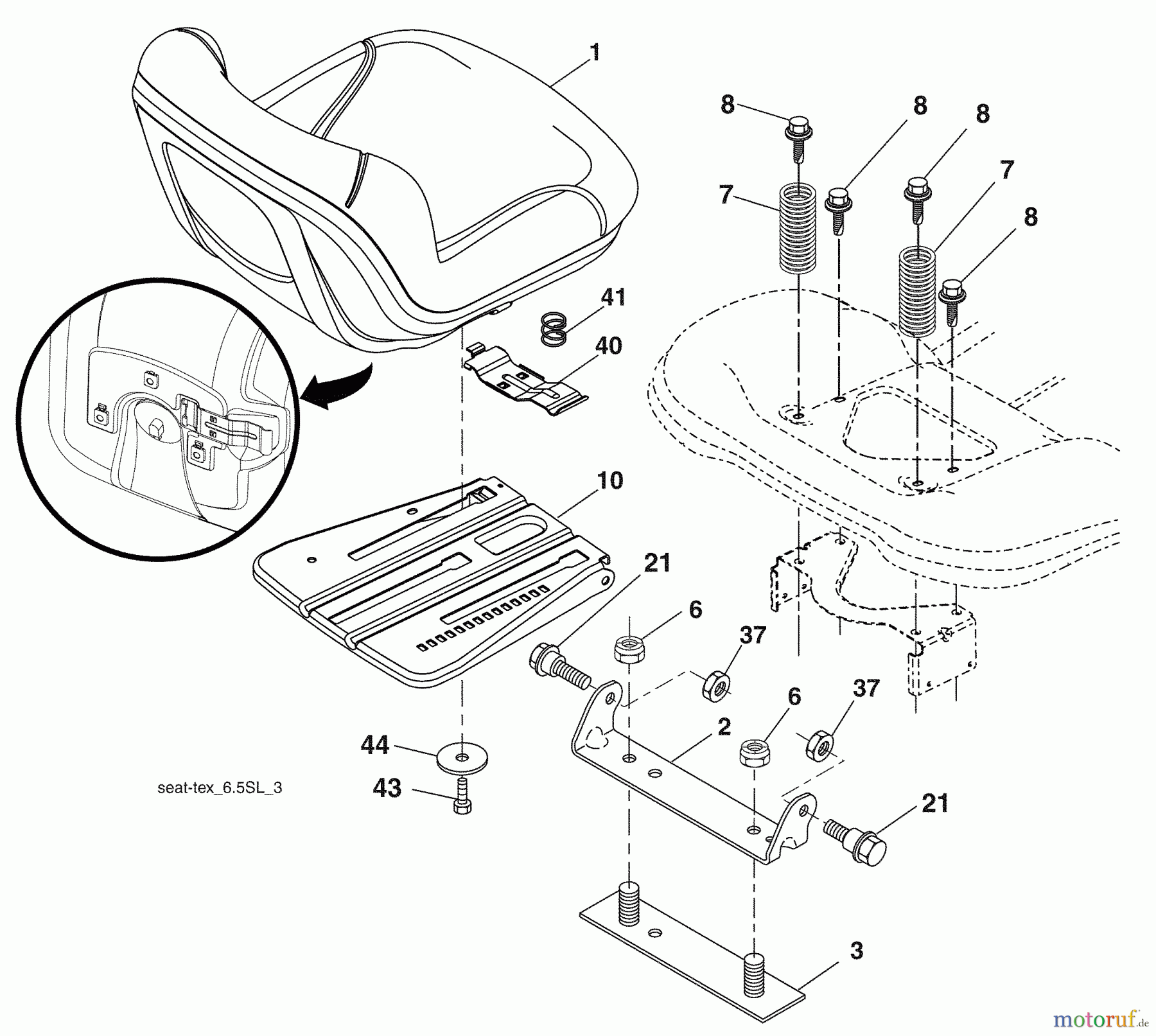 Husqvarna Rasen und Garten Traktoren YTH 20K46 (96045000408) - Husqvarna Yard Tractor (2008-07 & After) Seat Assembly
