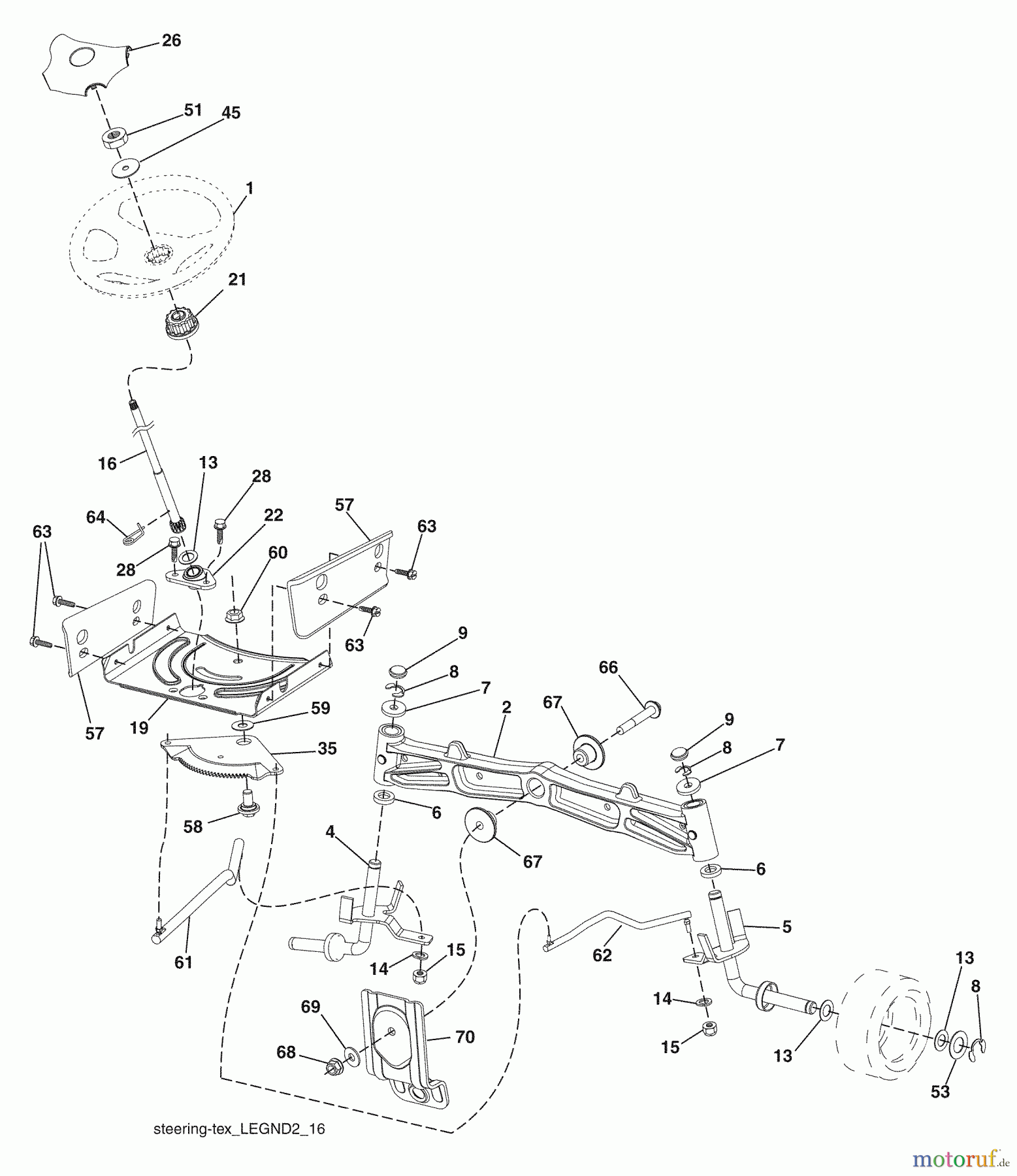 Husqvarna Rasen und Garten Traktoren YTH 20K46 (96045000408) - Husqvarna Yard Tractor (2008-07 & After) Steering Assembly