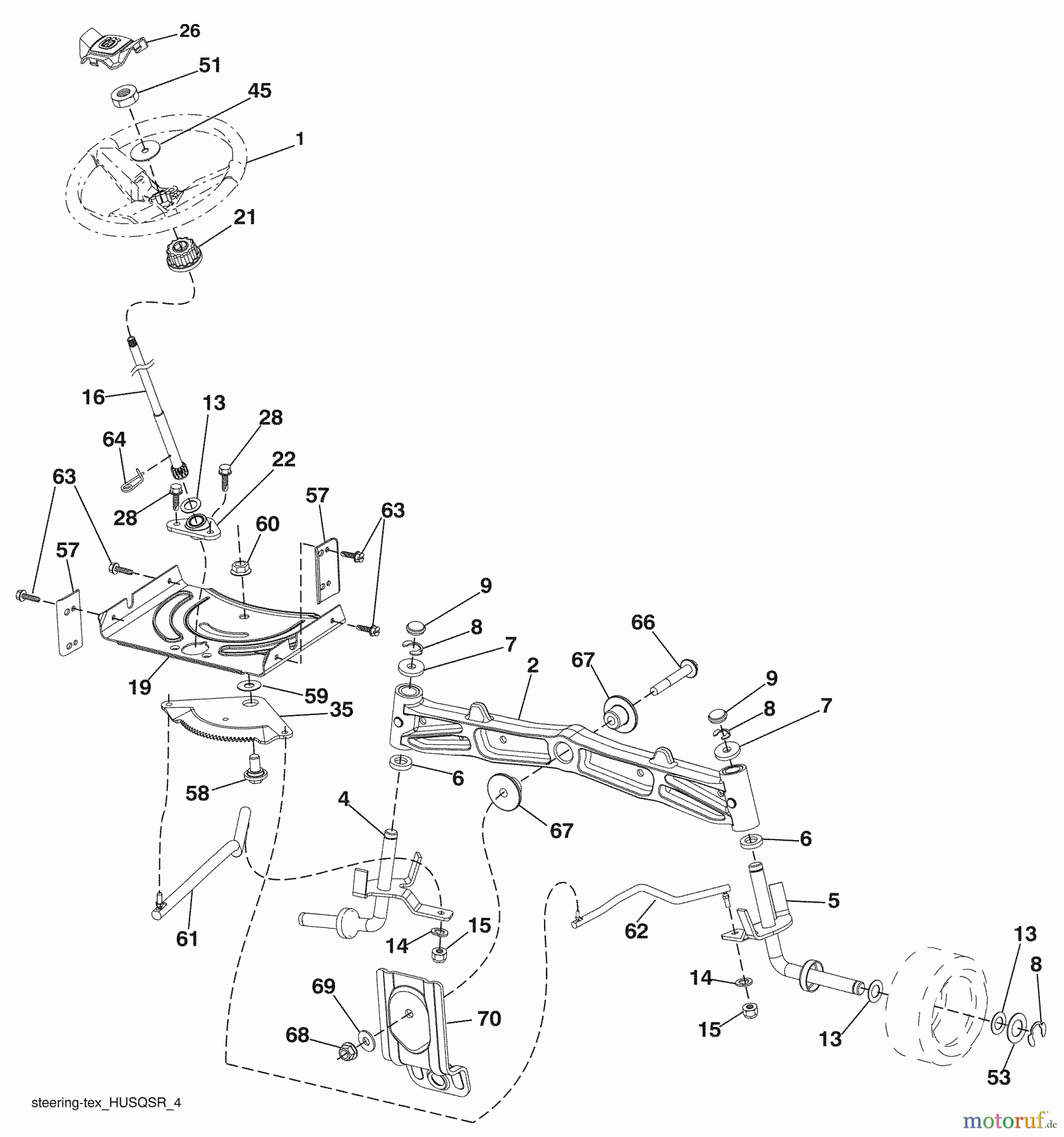 Husqvarna Rasen und Garten Traktoren YTH 20K46 (96045001800) - Husqvarna Yard Tractor (2009-05 & After) Steering Assembly