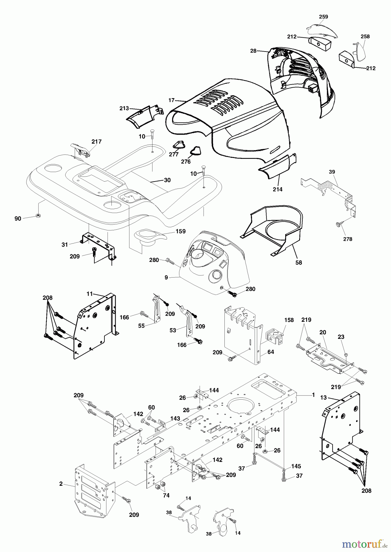 Husqvarna Rasen und Garten Traktoren YTH 2148 (954572035) (LO21H48A) - Husqvarna Yard Tractor (2003-12 to 2004-02) Chassis And Enclosures