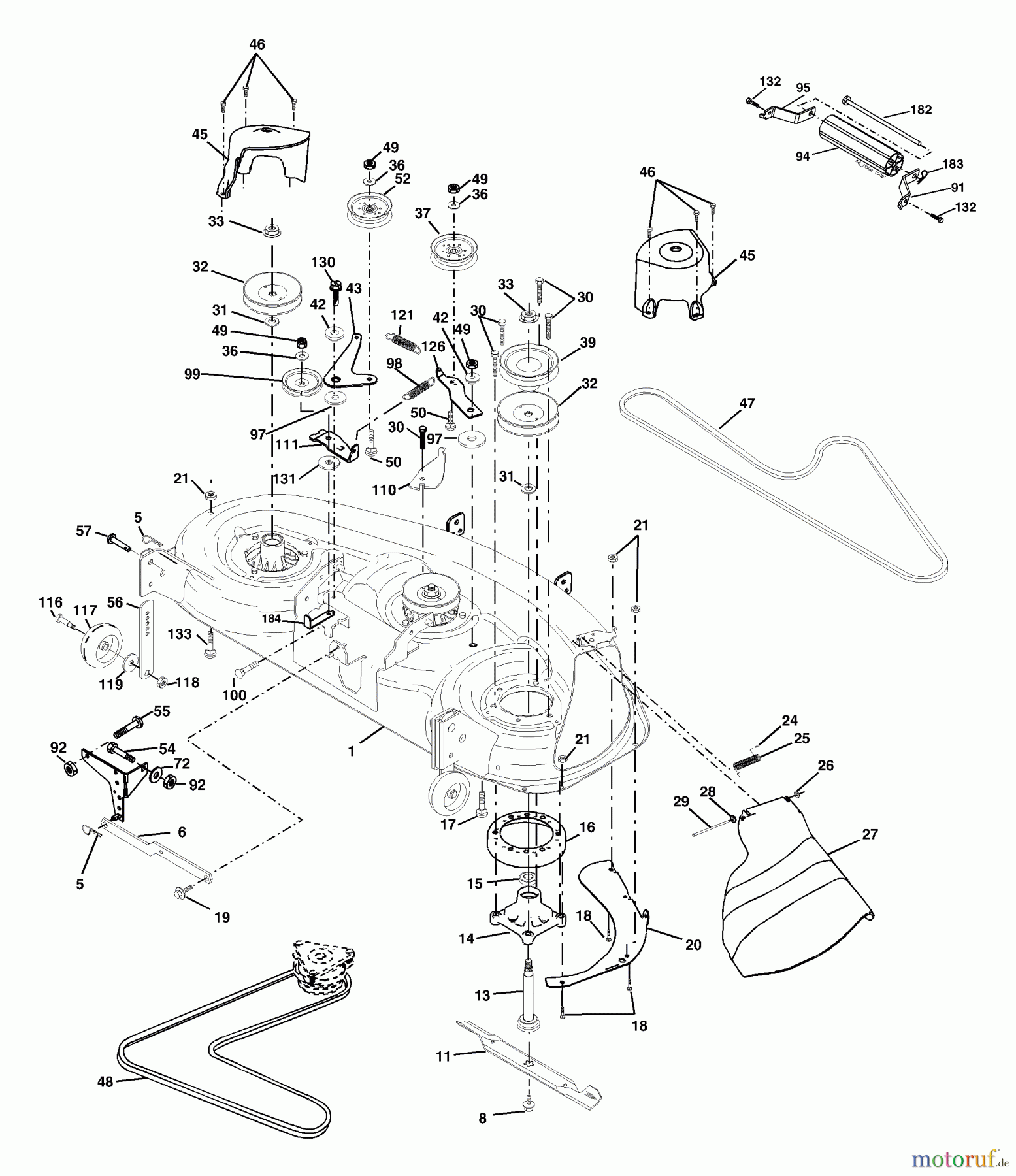 Husqvarna Rasen und Garten Traktoren YTH 2148 (954572035) (LO21H48A) - Husqvarna Yard Tractor (2003-12 to 2004-02) Mower Deck