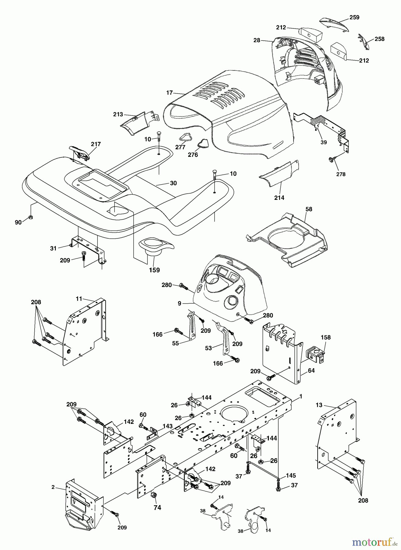 Husqvarna Rasen und Garten Traktoren YTH 2148 (954572035) (LO21H48D) - Husqvarna Yard Tractor (2004-03 to 2005-04) Chassis And Enclosures