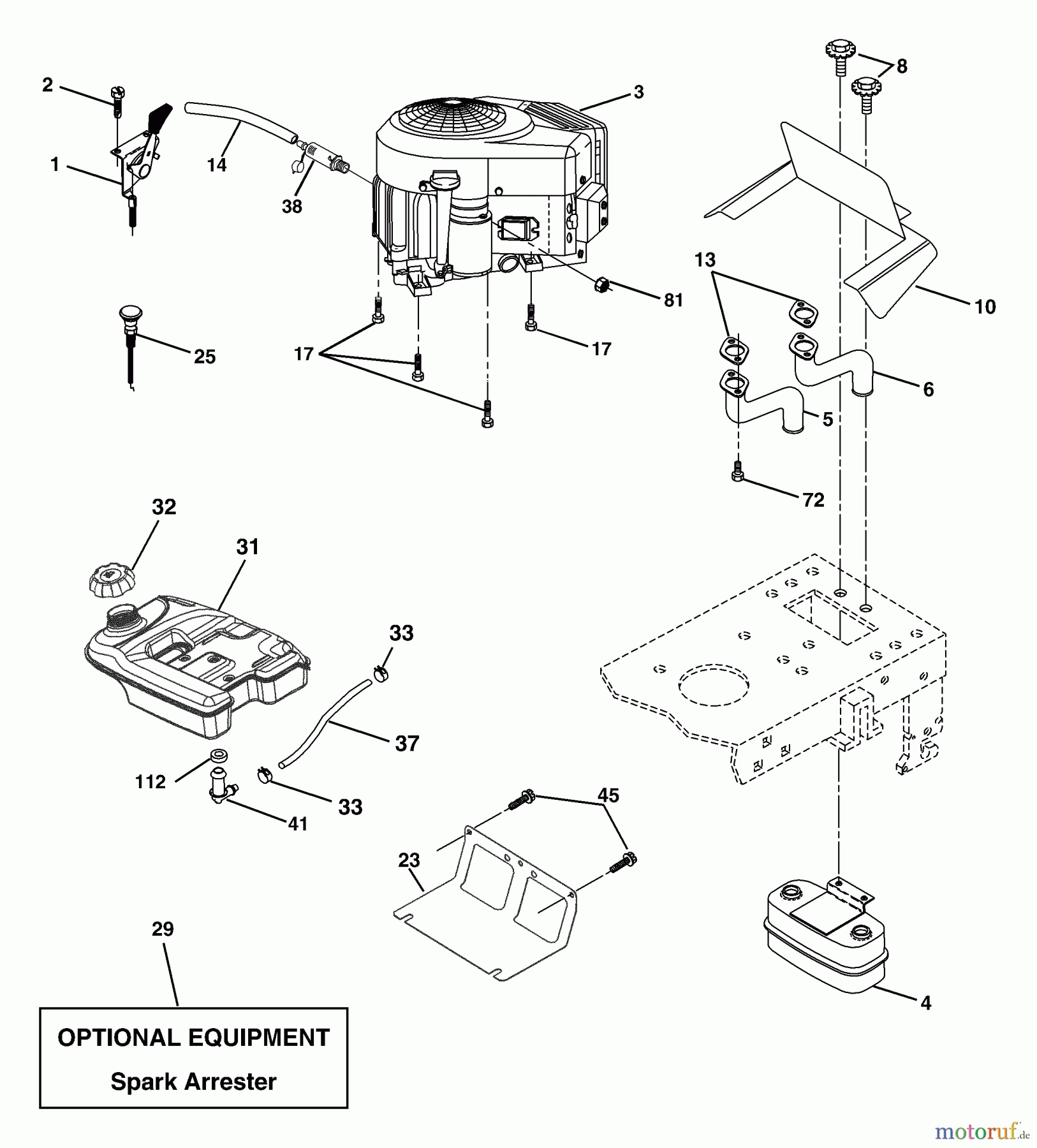 Husqvarna Rasen und Garten Traktoren YTH 2148 (954572035) (LO21H48D) - Husqvarna Yard Tractor (2004-03 to 2005-04) Engine