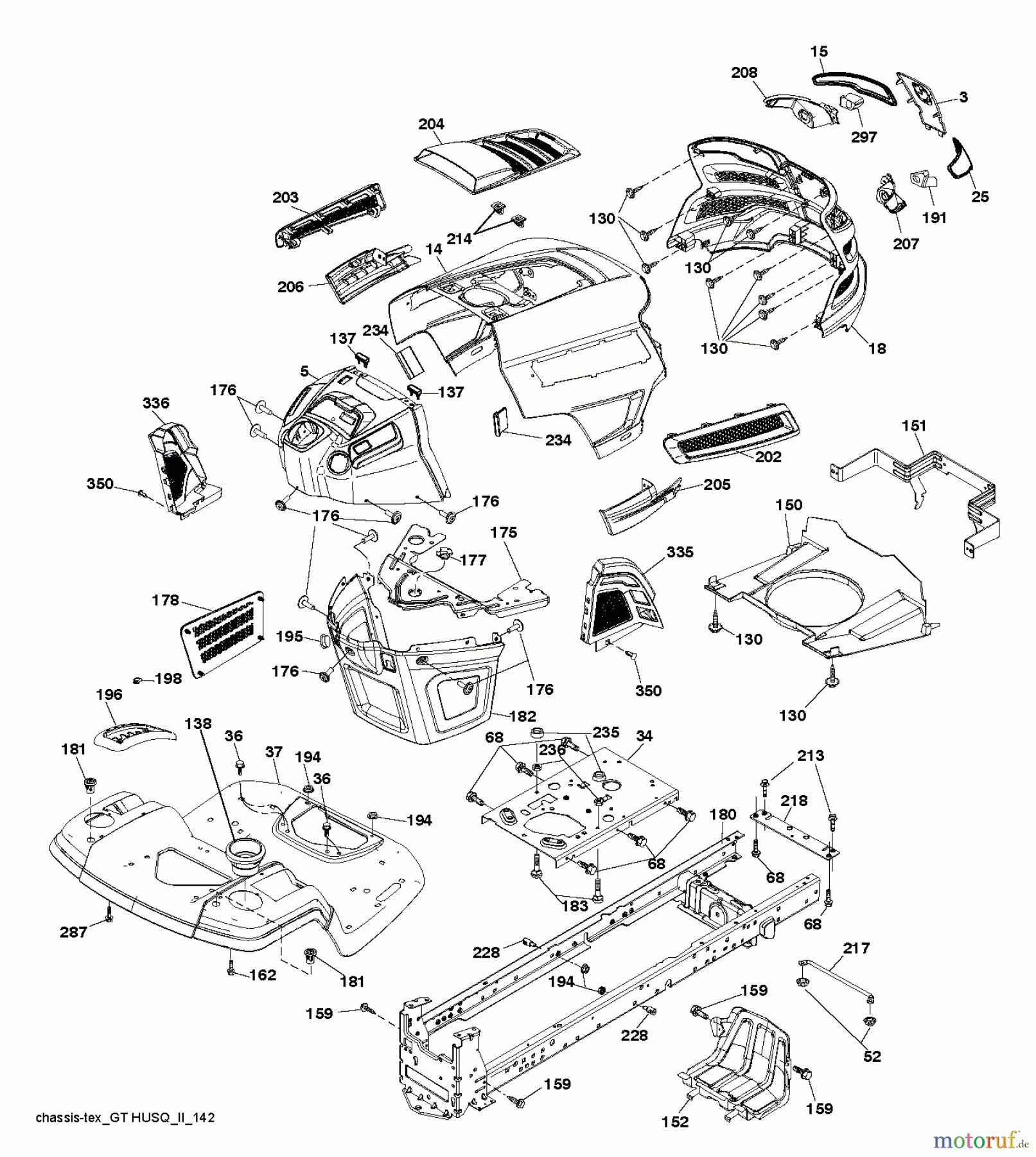 Husqvarna Rasen und Garten Traktoren YTH 21K42 (96048004000) - Husqvarna Yard Tractor (2012-10 & After) CHASSIS ENCLOSURES