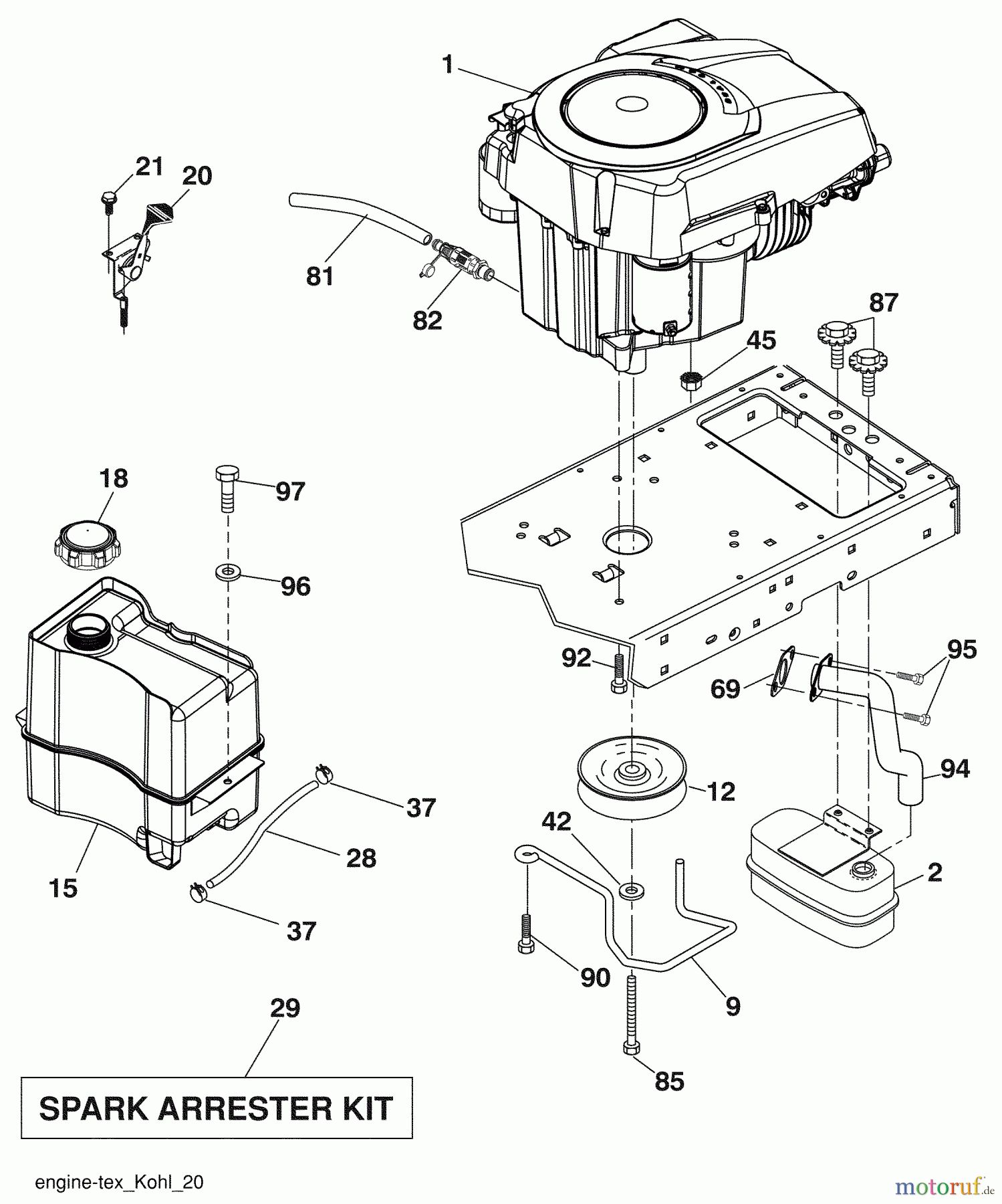 Husqvarna Rasen und Garten Traktoren YTH 21K46 (96043008500) - Husqvarna Yard Tractor (2009-08 & After) Engine