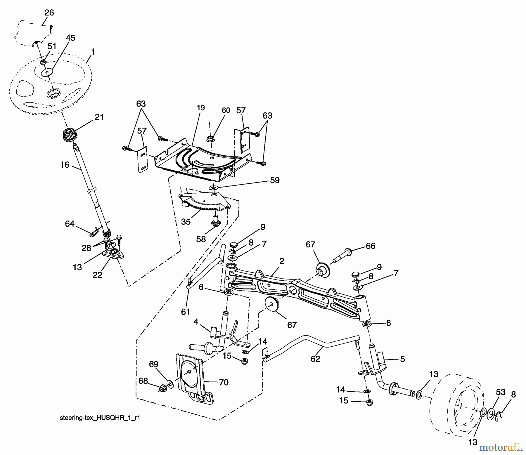 Husqvarna Rasen und Garten Traktoren YTH 21K46 (96043009500) - Husqvarna Yard Tractor (2009-10 & After) Steering Assembly