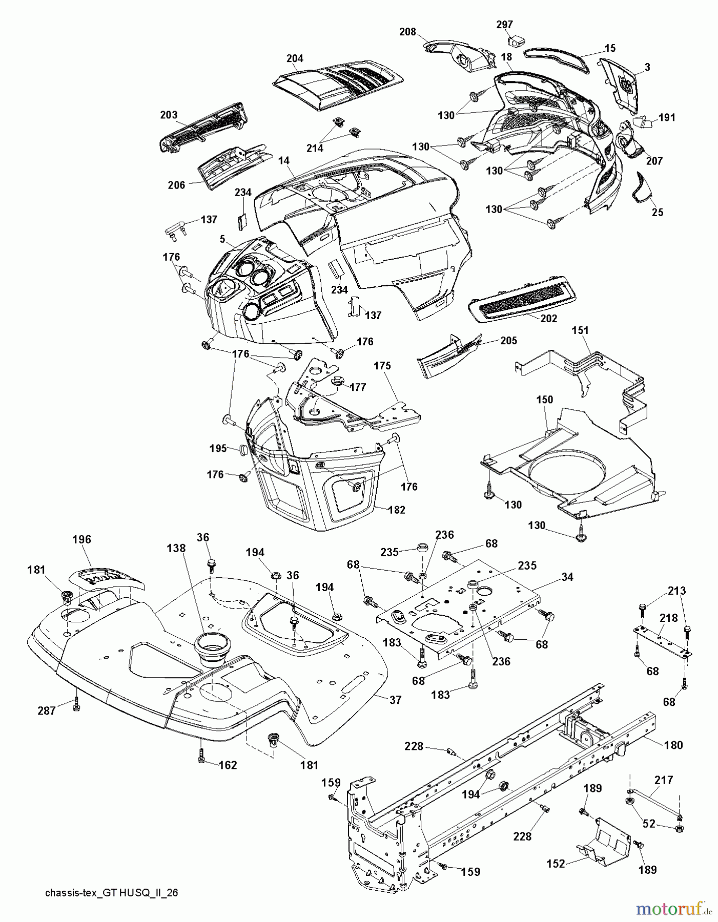 Husqvarna Rasen und Garten Traktoren YTH 21K46 (96043012001) - Husqvarna Yard Tractor (2011-01 & After) CHASSIS / FRAME