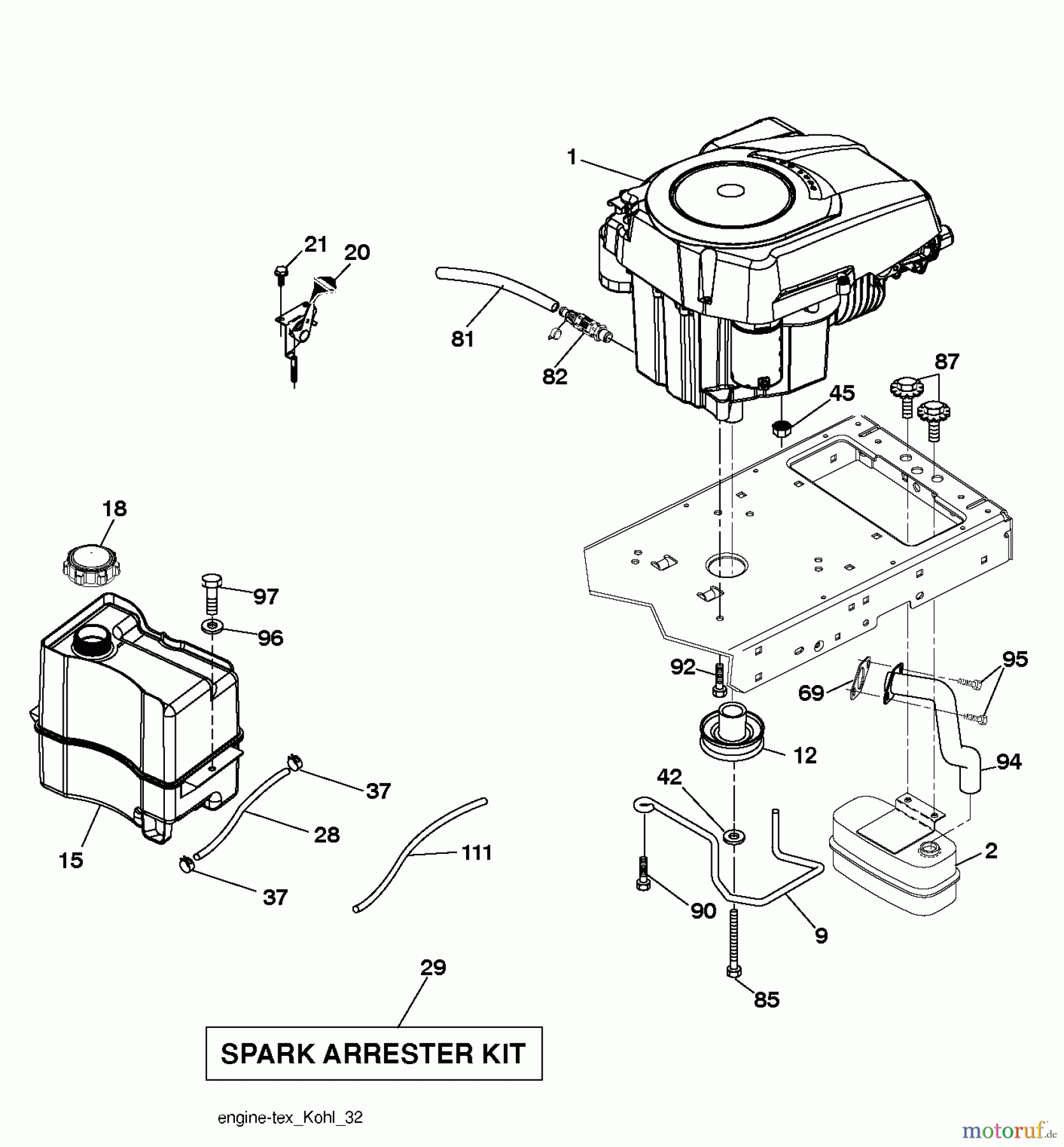 Husqvarna Rasen und Garten Traktoren YTH 21K46 (96043012003) - Husqvarna Yard Tractor (2012-10 & After) ENGINE
