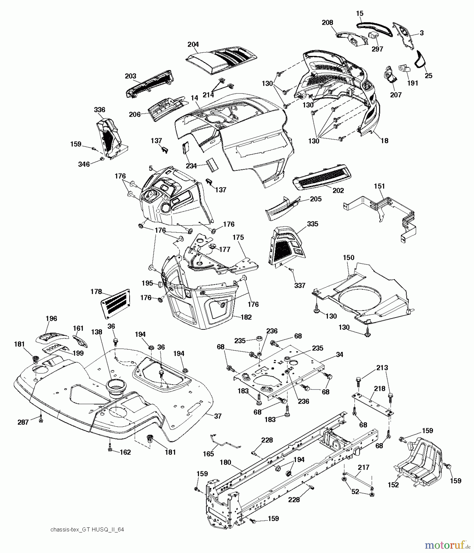 Husqvarna Rasen und Garten Traktoren YTH 21K46 (96043012301) - Husqvarna Yard Tractor (2011-08 & After) CHASSIS / FRAME