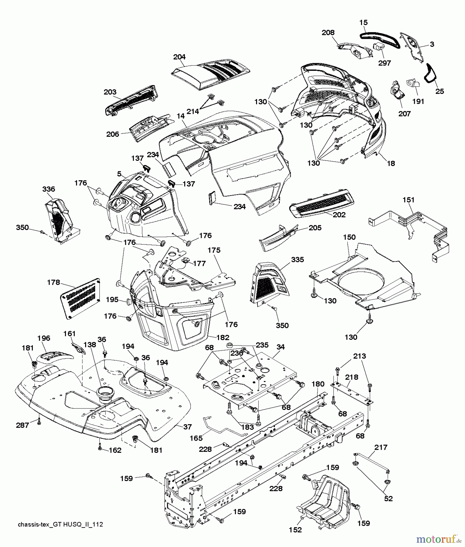 Husqvarna Rasen und Garten Traktoren YTH 21K46 (96043012302) - Husqvarna Yard Tractor (2012-10 & After) CHASSIS / FRAME