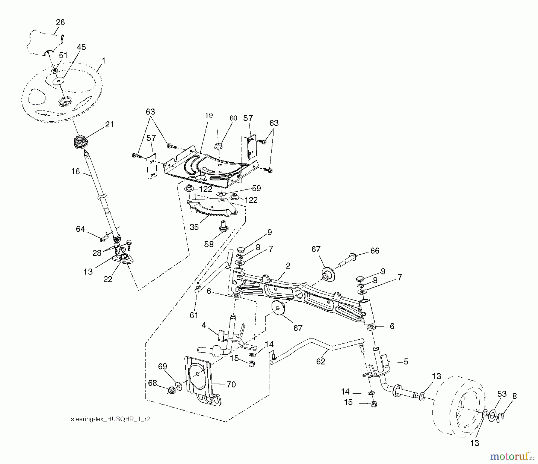 Husqvarna Rasen und Garten Traktoren YTH 21K46 (96043012302) - Husqvarna Yard Tractor (2012-10 & After) STEERING
