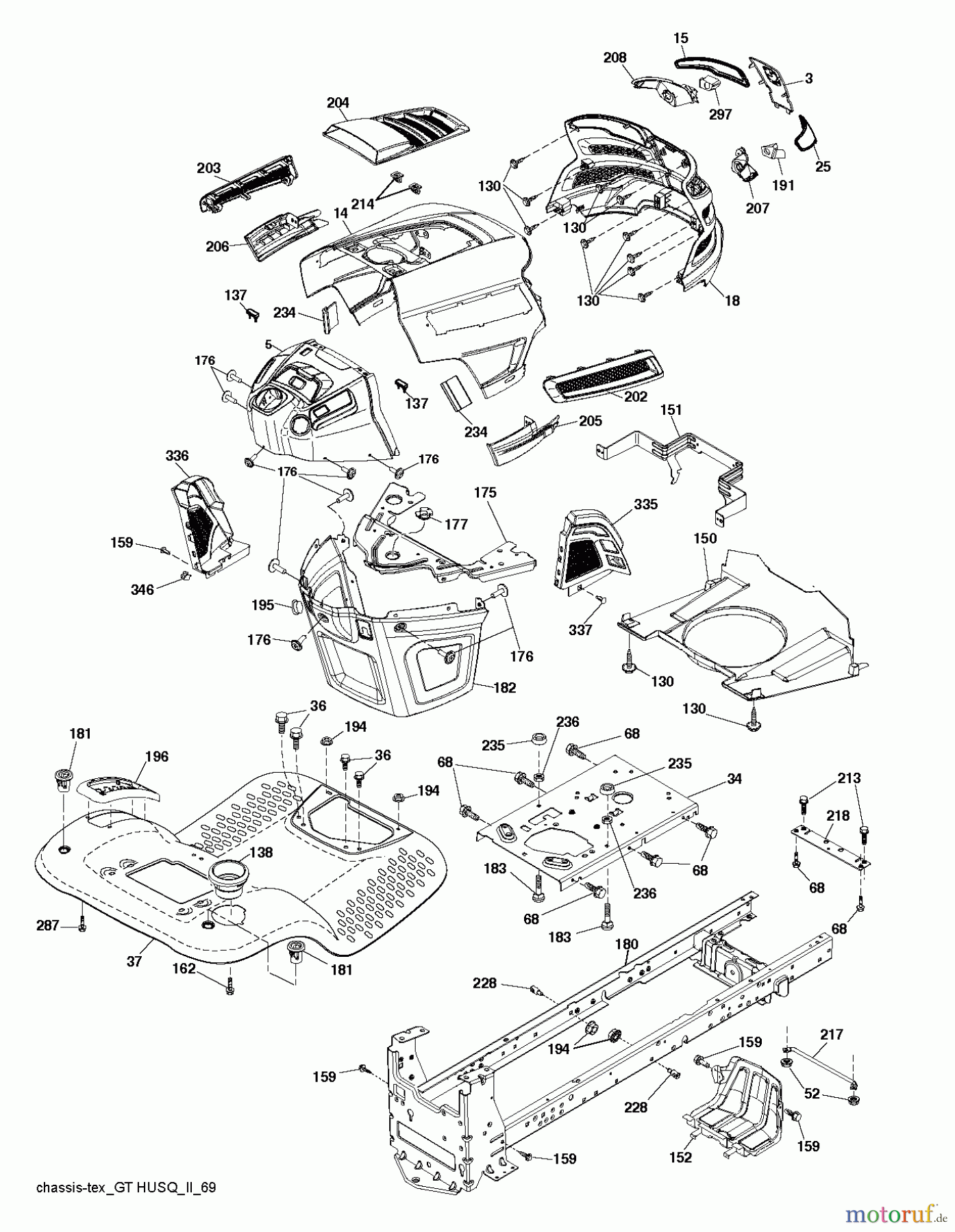 Husqvarna Rasen und Garten Traktoren YTH 21K46 (96045002602) - Husqvarna Yard Tractor (2011-08 & After) CHASSIS / FRAME