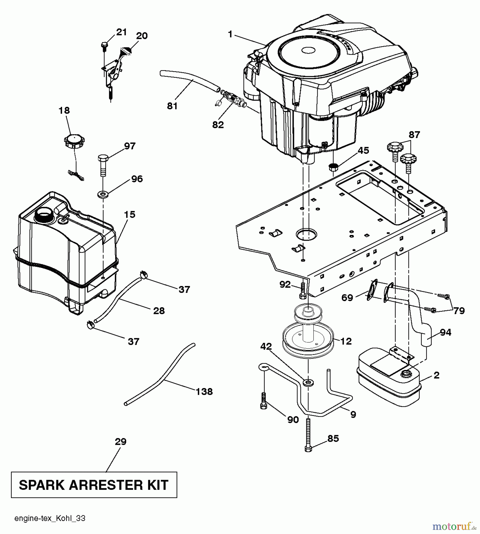 Husqvarna Rasen und Garten Traktoren YTH 21K46 (96045002602) - Husqvarna Yard Tractor (2011-08 & After) ENGINE