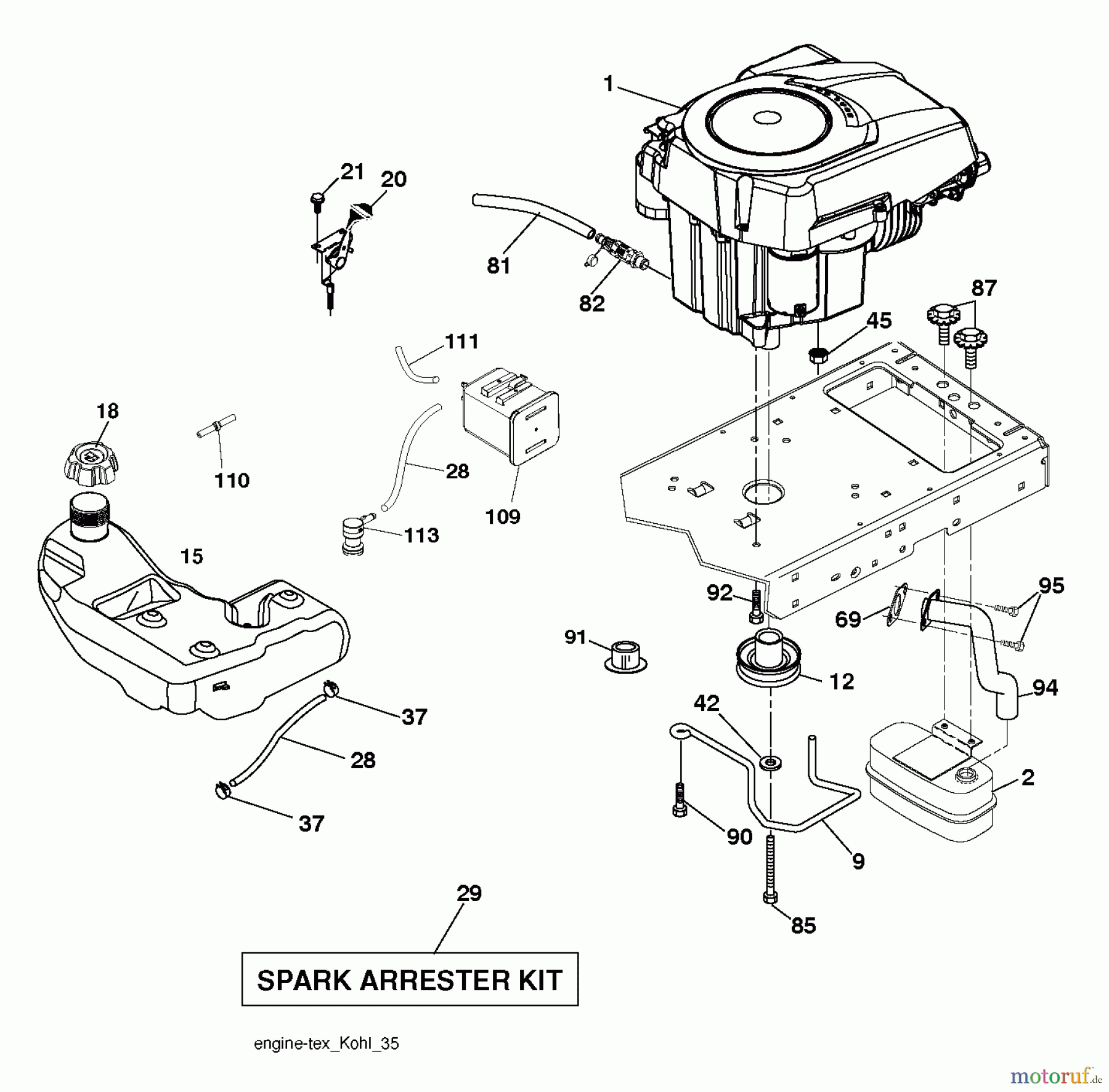 Husqvarna Rasen und Garten Traktoren YTH 21K46 (96045002901) - Husqvarna Yard Tractor (2011-05 & After) ENGINE