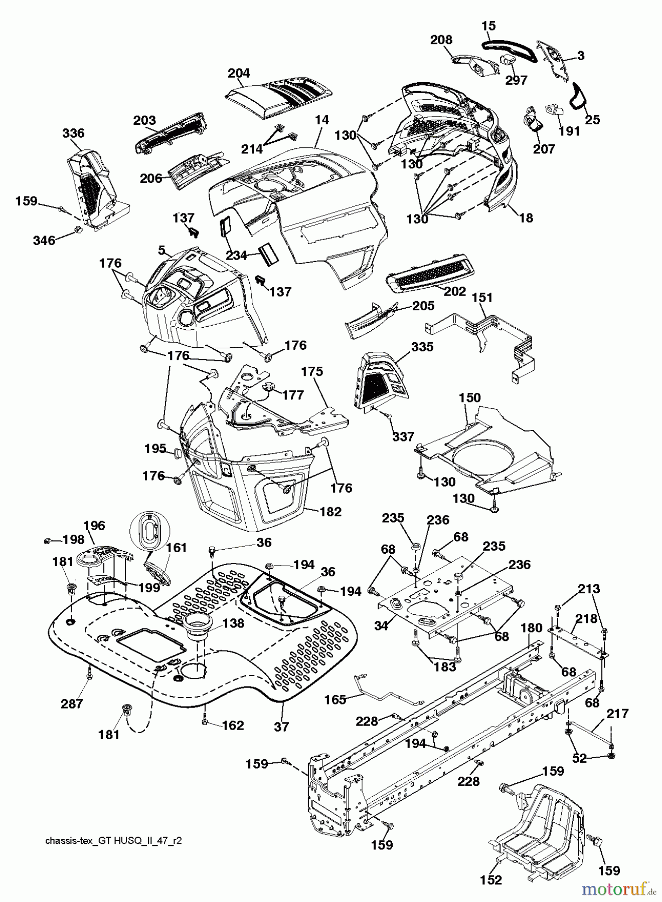 Husqvarna Rasen und Garten Traktoren YTH 21K46 (96045002902) - Husqvarna Yard Tractor (2011-08 & After) CHASSIS / FRAME