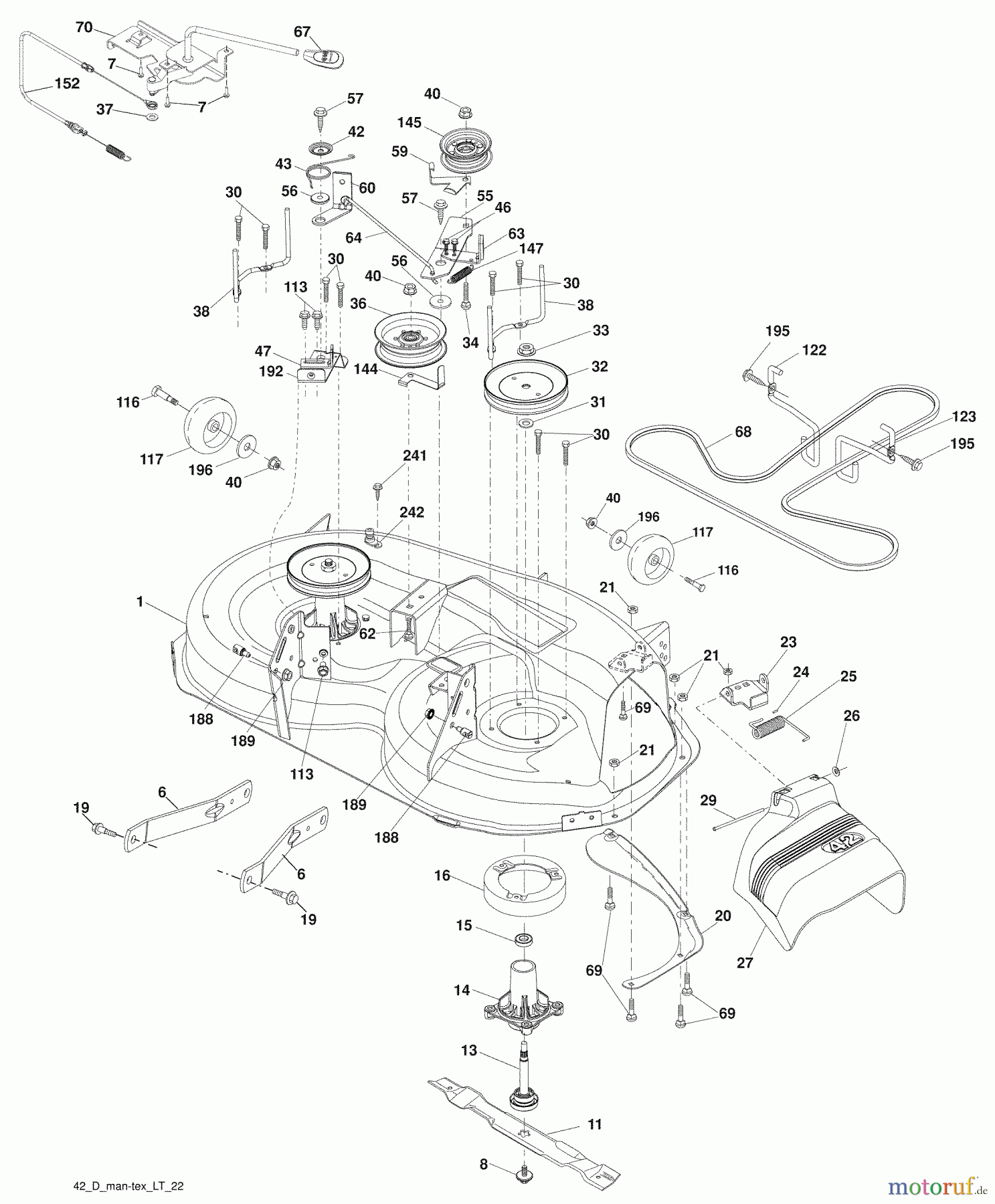 Husqvarna Rasen und Garten Traktoren YTH 2242 (96043007100) - Husqvarna Yard Tractor (2008-12 & After) Mower Deck