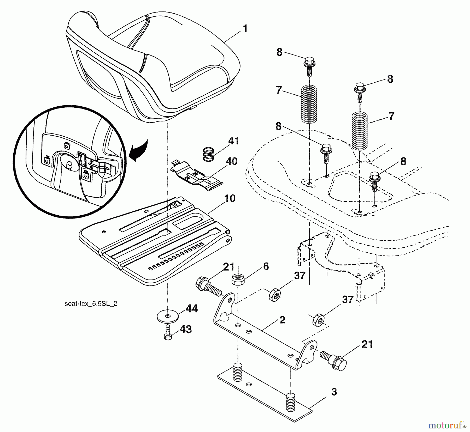 Husqvarna Rasen und Garten Traktoren YTH 2242 (96043007100) - Husqvarna Yard Tractor (2008-12 & After) Seat