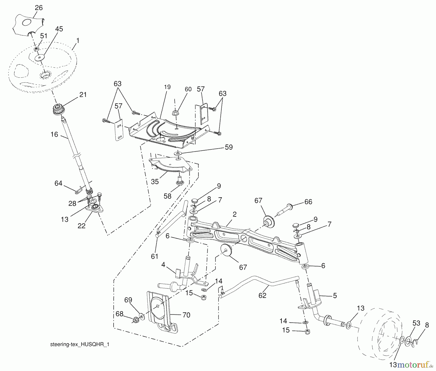 Husqvarna Rasen und Garten Traktoren YTH 2242 (96043007100) - Husqvarna Yard Tractor (2008-12 & After) Steering