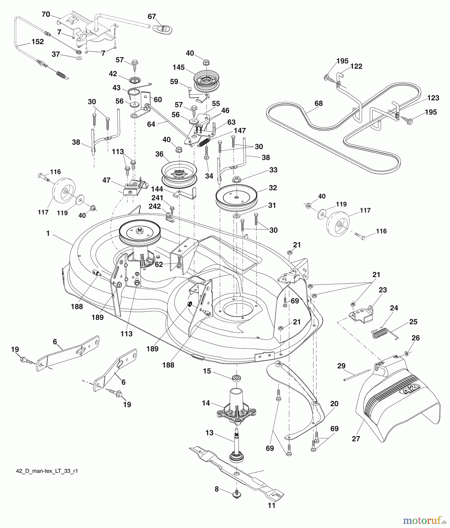 Husqvarna Rasen und Garten Traktoren YTH 2242 (96043007101) - Husqvarna Yard Tractor (2009-04 & After) Mower Deck